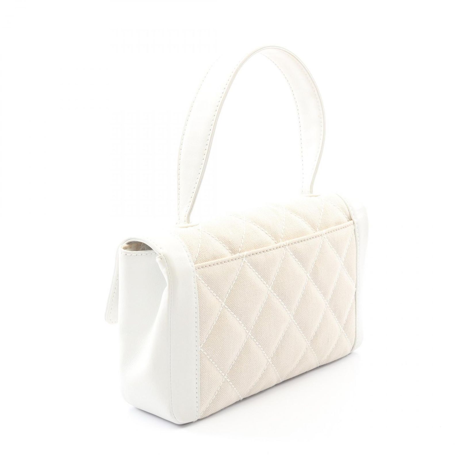 CHANEL ホワイトレザー ハンドバッグ シャネル CHANEL ハンドバッグ ワイルドステッチ ナチュラル/ホワイト
