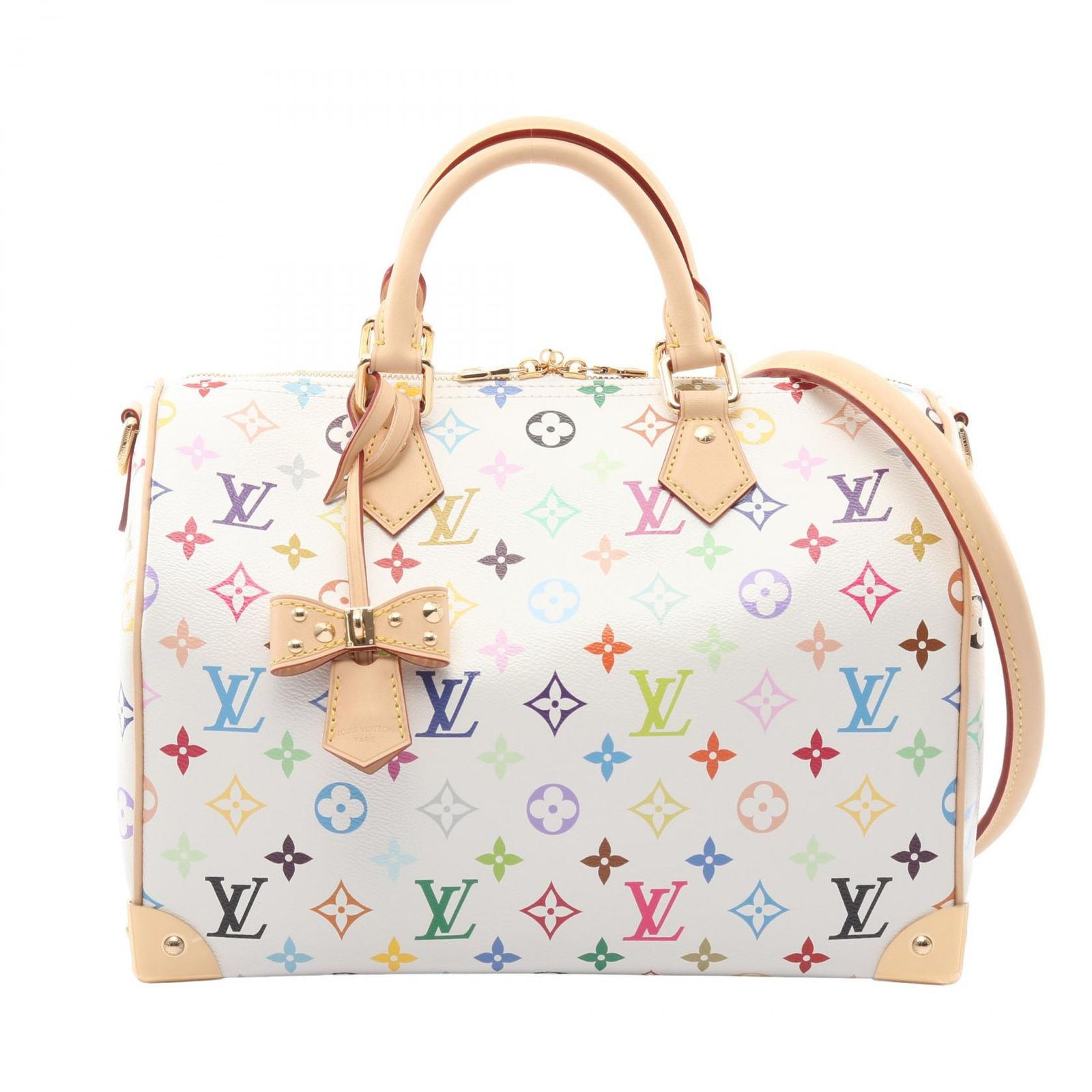 ルイ・ヴィトン LOUIS VUITTON ハンドバッグ LV × TM スピーディ ソフト30 モノグラムマルチカラー M27789 ブロン PVCコーティングキャンバス レザー LV×TM スピーディ・ソフト30