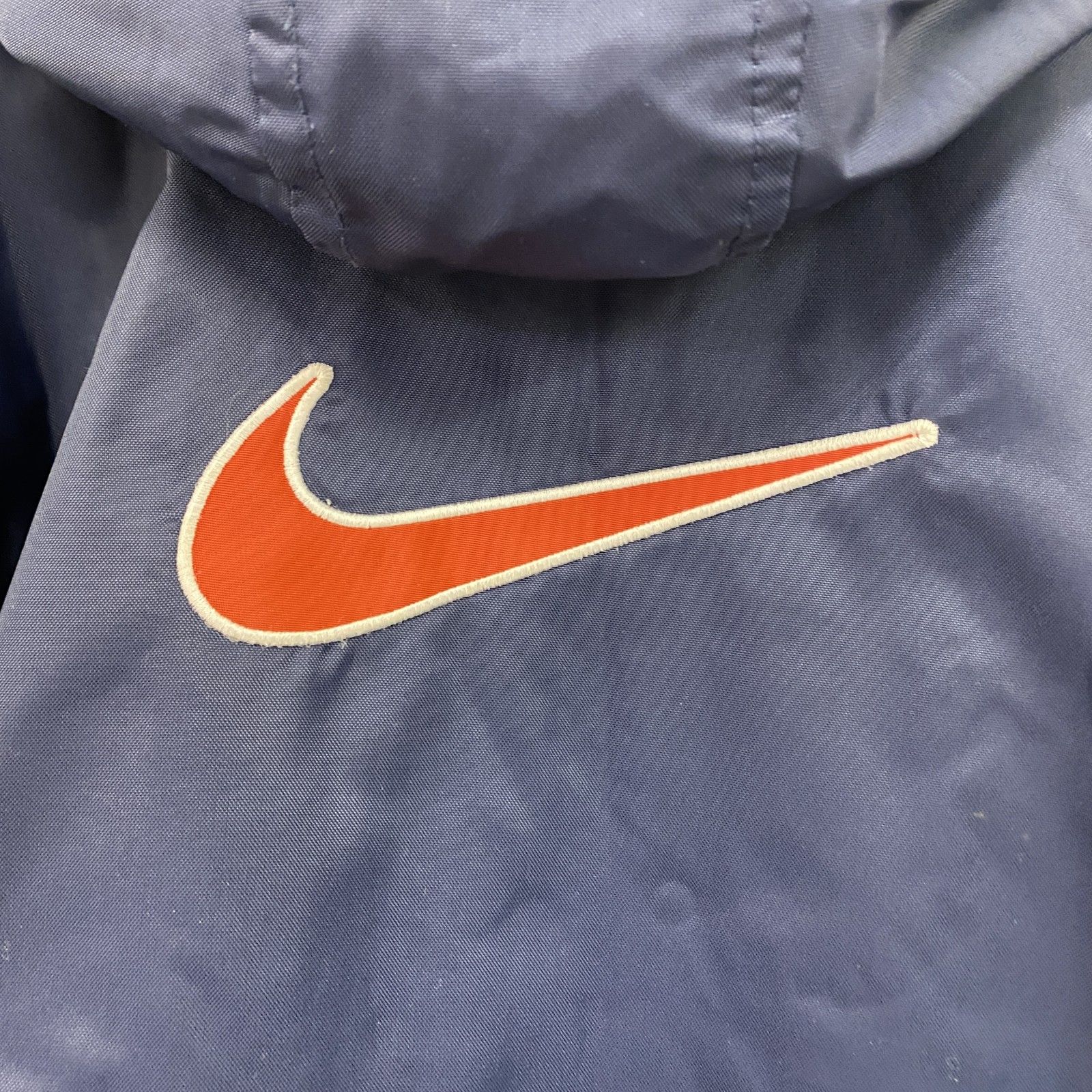 90s NIKE ナイキ 中綿ジャケット スウッシュ デカロゴ ヴィンテージ 紺 