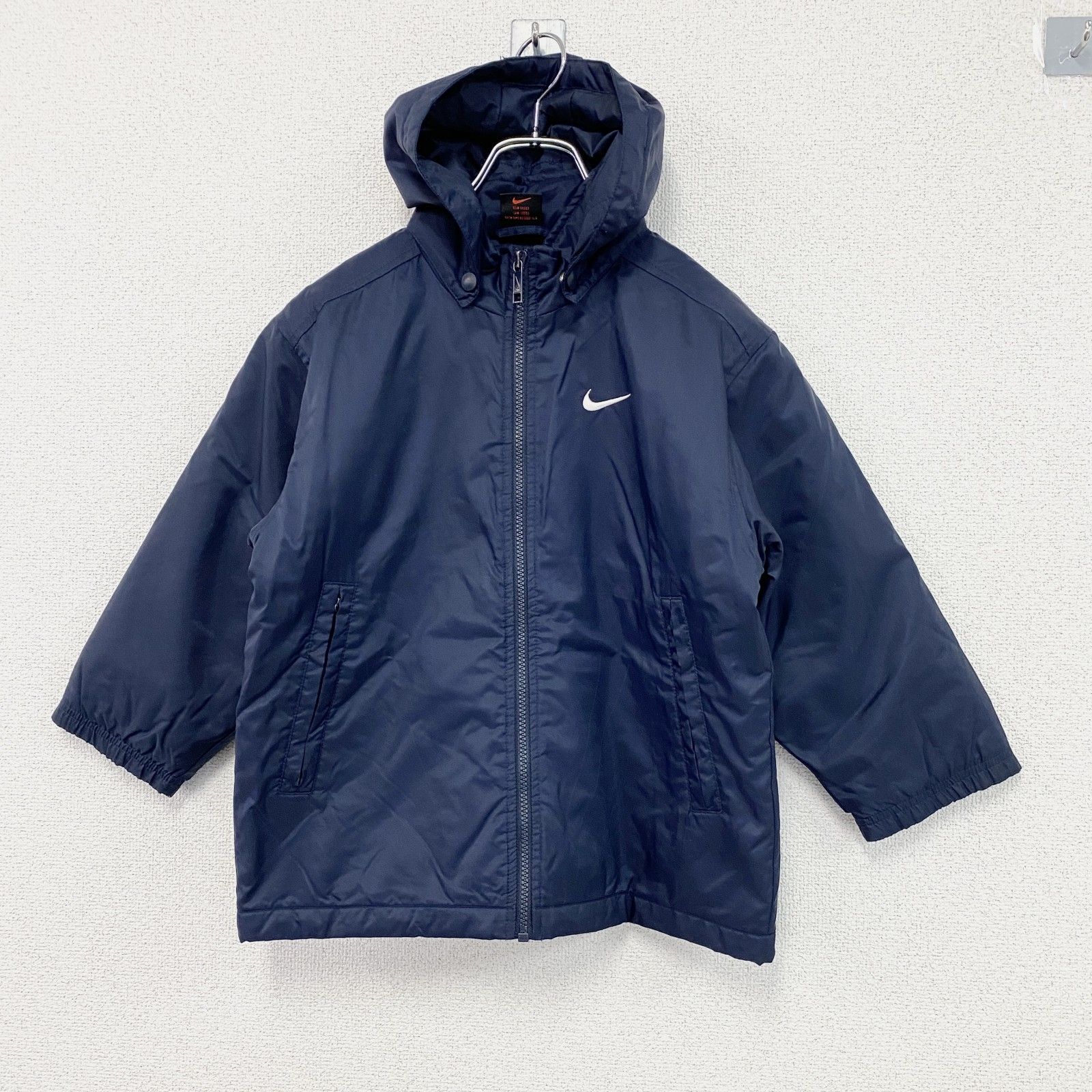 90s NIKE ナイキ 中綿ジャケット スウッシュ デカロゴ ヴィンテージ 紺 