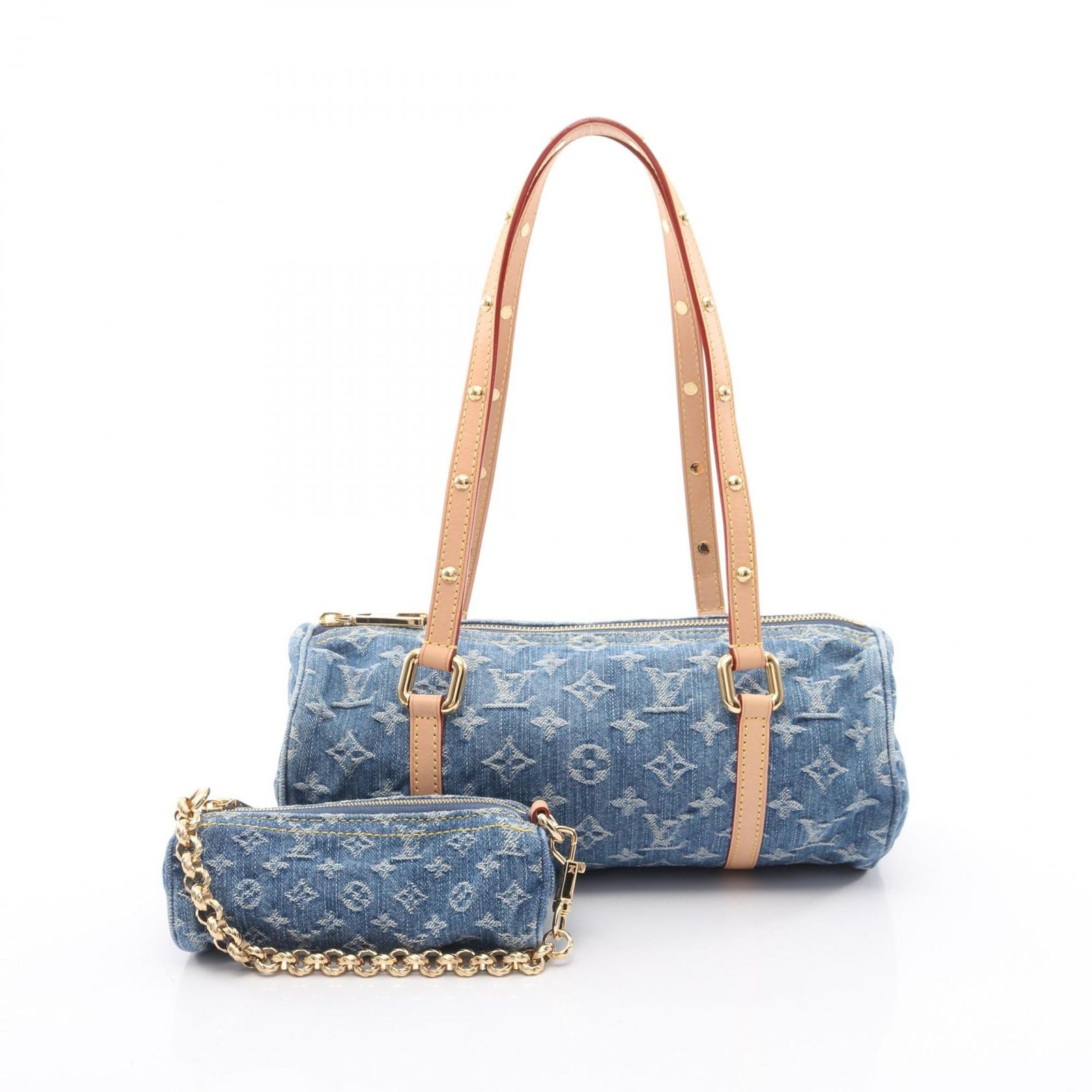 ルイ・ヴィトン LOUIS VUITTON ショルダーバッグ LVリミックス パピヨンMM モノグラムデニム M46830 デニムブルー デニム レザー パピヨンMM レディース Used A