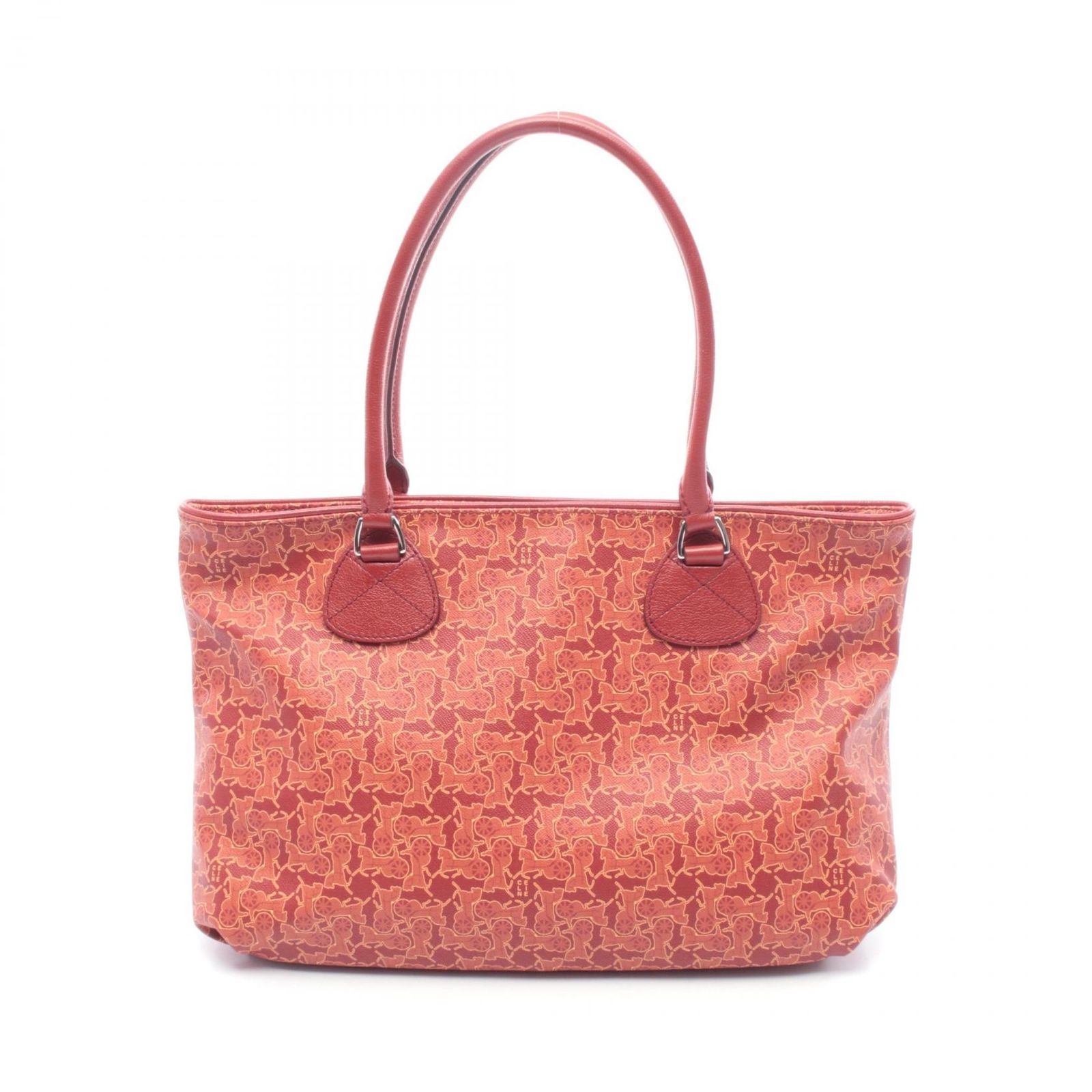 セリーヌ CELINE トートバッグ サルキー レッド PVCコーティングキャンバス レザー サルキーロゴグラム トートバッグ レディース Used A
