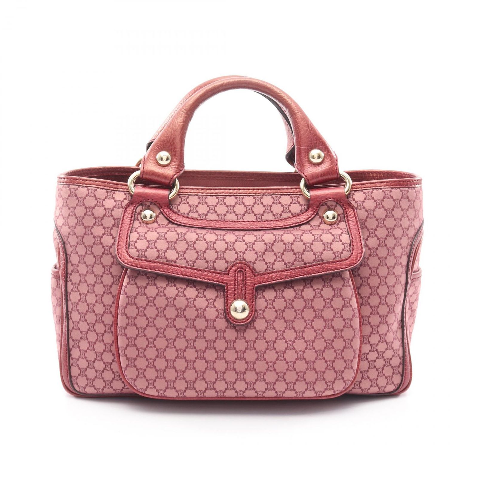 セリーヌ CELINE ハンドバッグ ブギーバッグ マカダム ワインレッド キャンバス レザー マカダム ブギーバッグ レディース Used B