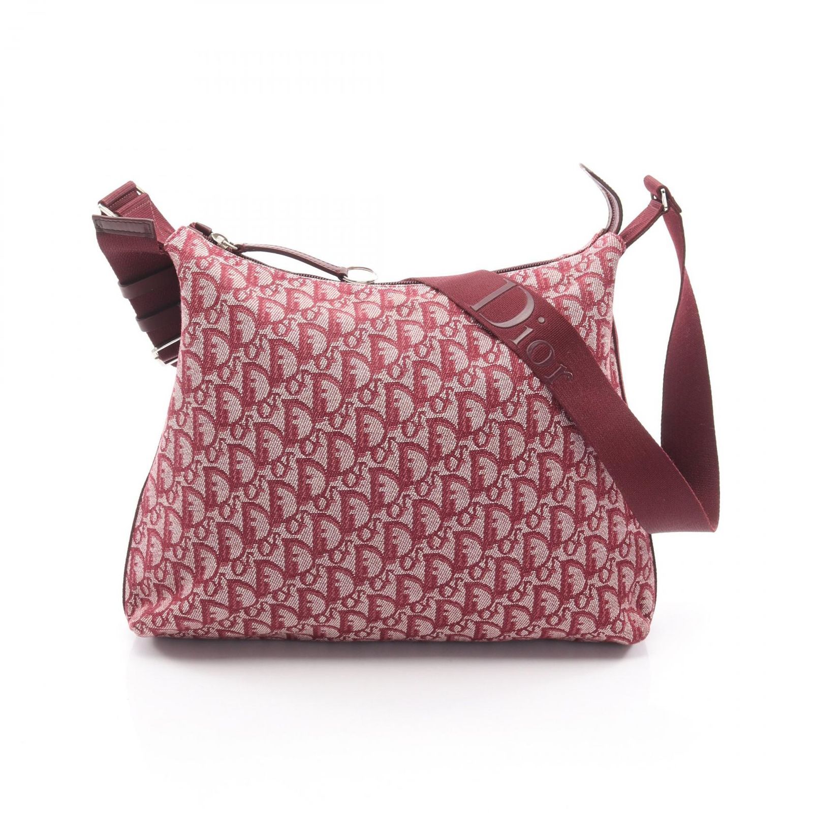 ディオール Dior ショルダーバッグ トロッター ワインレッド キャンバス レザー トロッター ショルダーバック レディース Used A