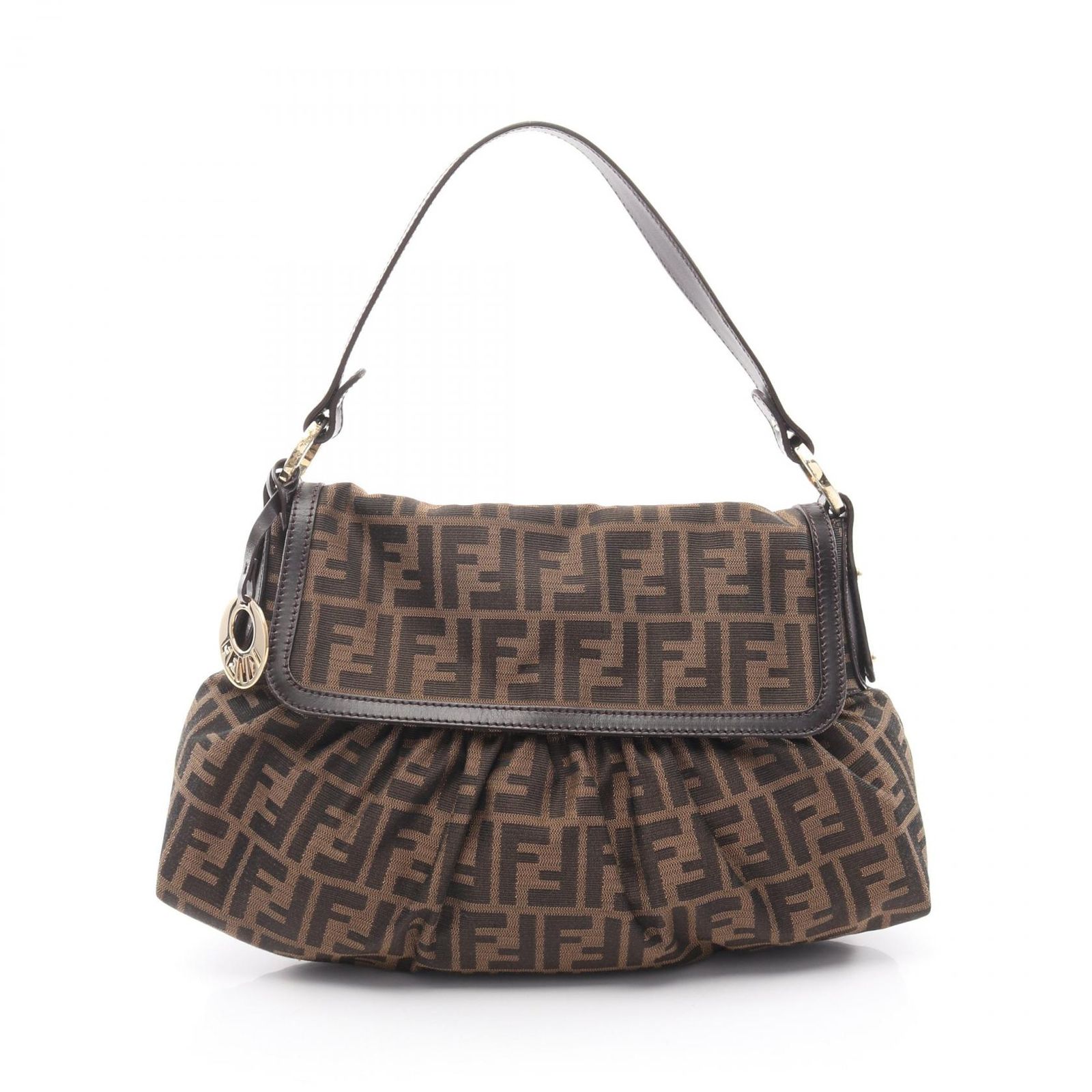フェンディ FENDI ショルダーバッグ ズッカ ブラック/ブラウン キャンバス レザー ズッカ ショルダーバッグ レディース Used A