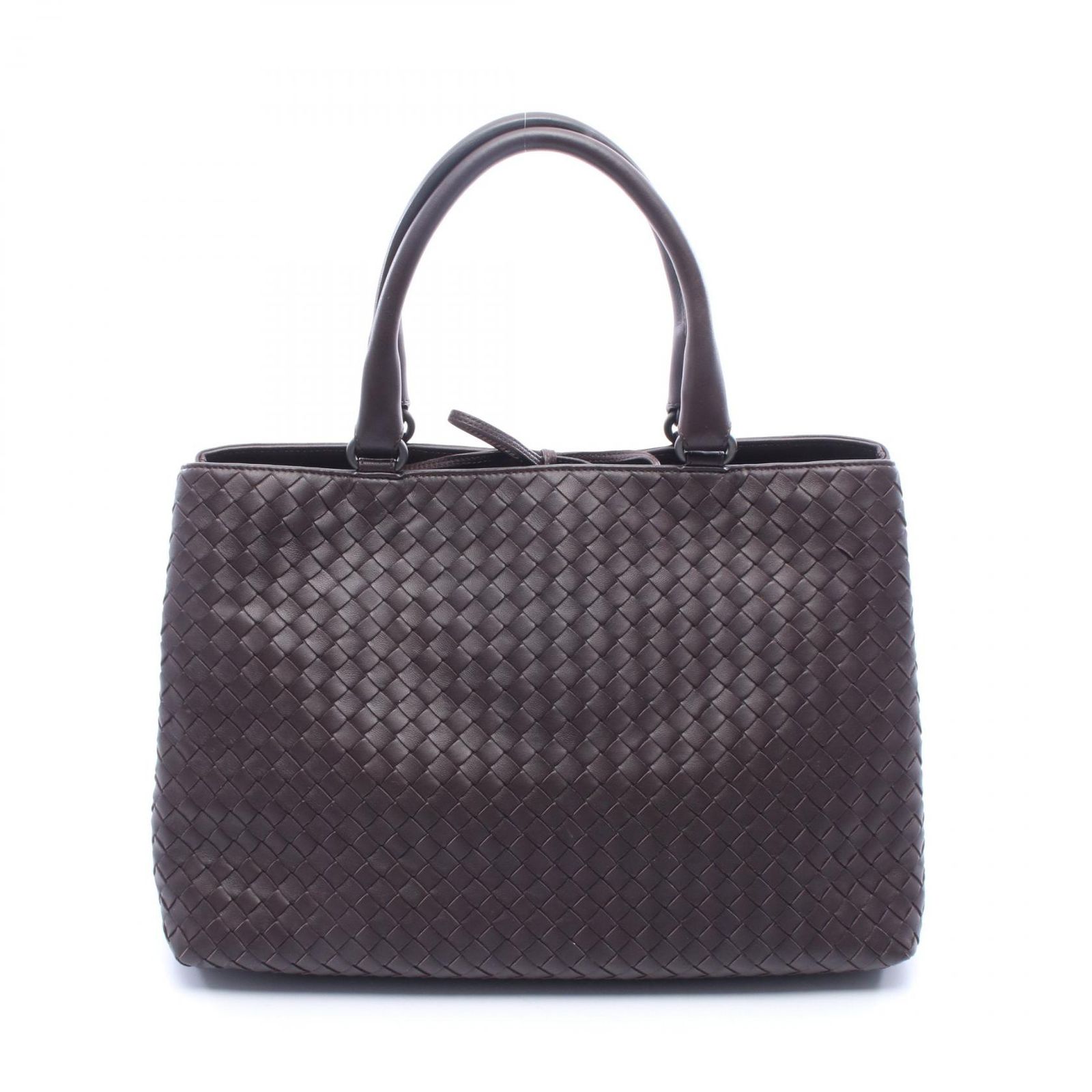 ボッテガヴェネタ BOTTEGA VENETA トートバッグ イントレチャート ダークブラウン レザー イントレチャート ハンド レディース Used A