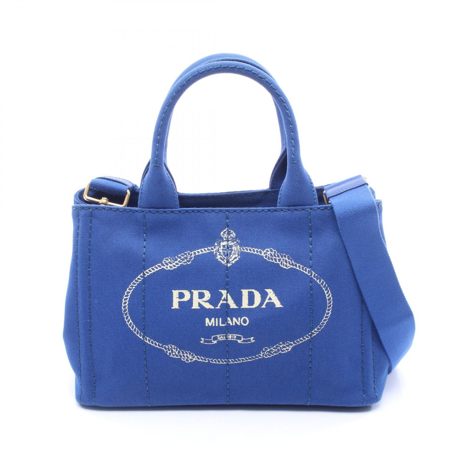 プラダ PRADA トートバッグ CANAPA カナパ 2WAY ブルー キャンバス カナパ 2wayトート レディース Used A