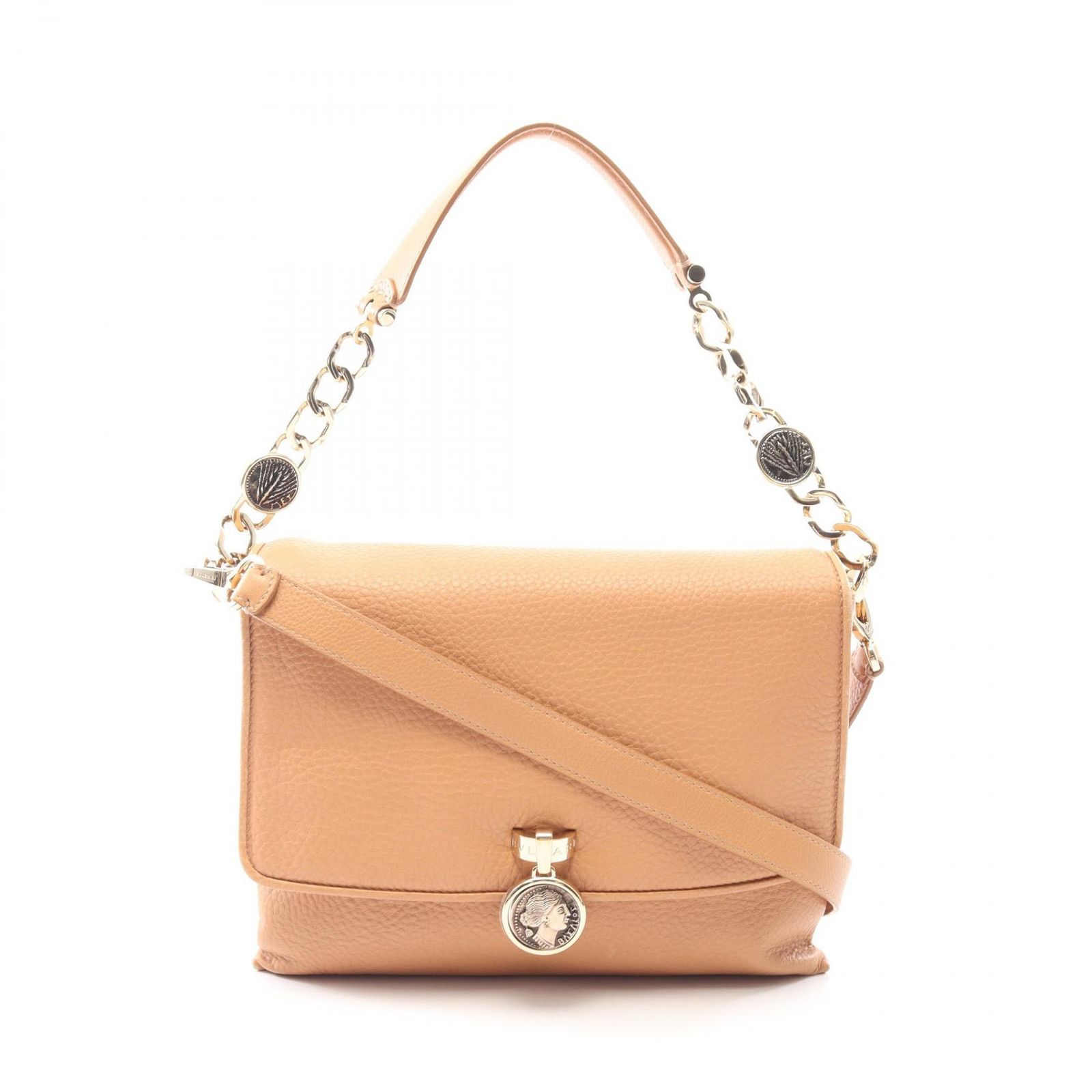 ブルガリ BVLGARI ハンドバッグ モネーテ 35549 ベージュ レザー モネーテ 2wayショルダー レディース Used A