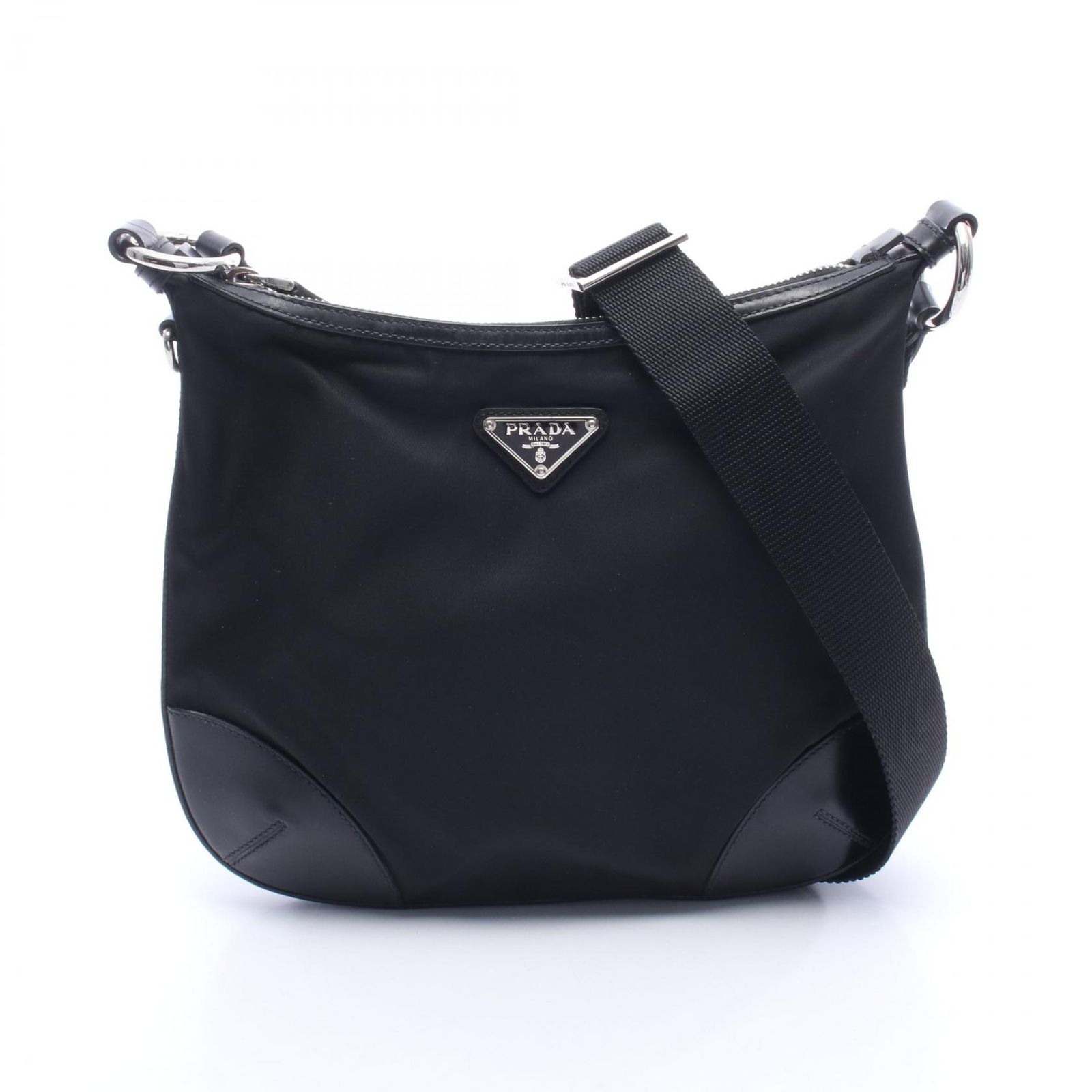 プラダ PRADA ショルダーバッグ TESSUTO LIGHT ブラック ナイロン レザー ショルダーバッグ レディース Used A