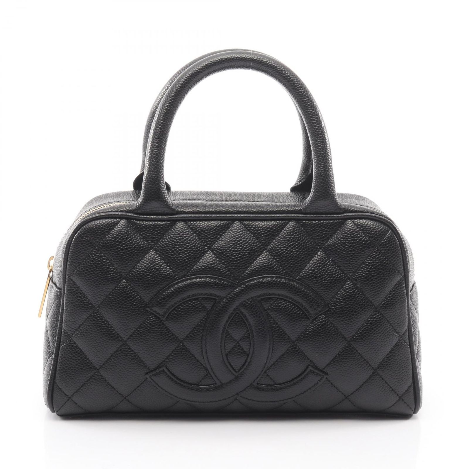 シャネル CHANEL ハンドバッグ マトラッセ ブラック レザー カーフ(牛革) マトラッセ ココマーク ミニボストンバッグ レディース Used A
