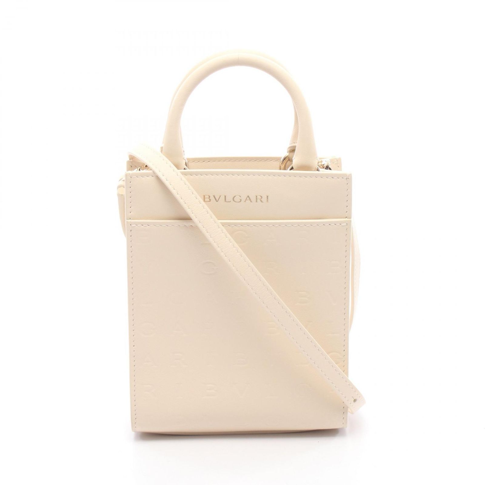 ブルガリ BVLGARI ハンドバッグ インフィニートゥム ミニ 292002 オフホワイト レザー ブルガリロゴ インフィニートゥム ミニトート レディース Used A