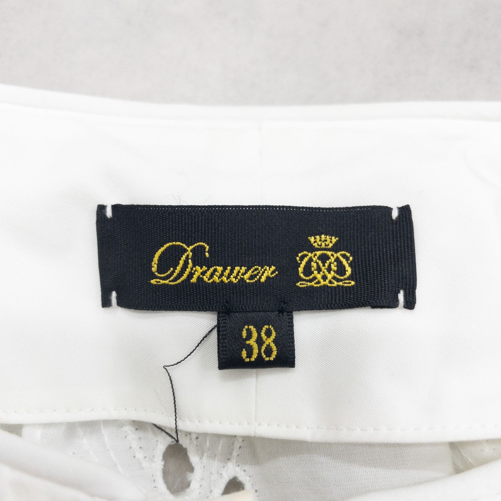 Drawer ドゥロワー 半袖ブラウス トップス レース スカラップ コットン