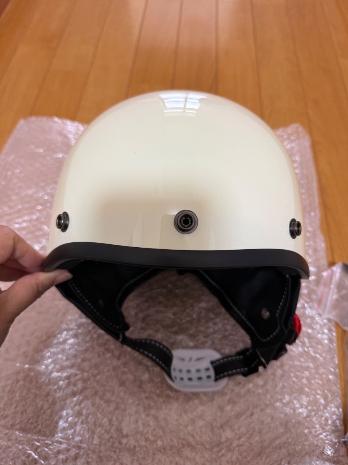 オートバイ用ハーフヘルメット 和風デザイン 軽量設計 ホワイト 耐衝撃
