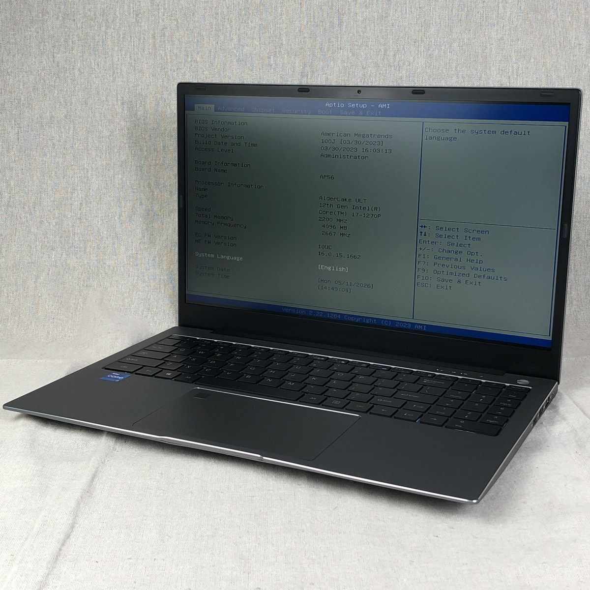◆ジャンク品・本体のみ◆パソコン ノートPC VETESA AP56【i7-1270P・メモリ4GB】★ストレージなし・OSなし/wb-junk-260987（038517）