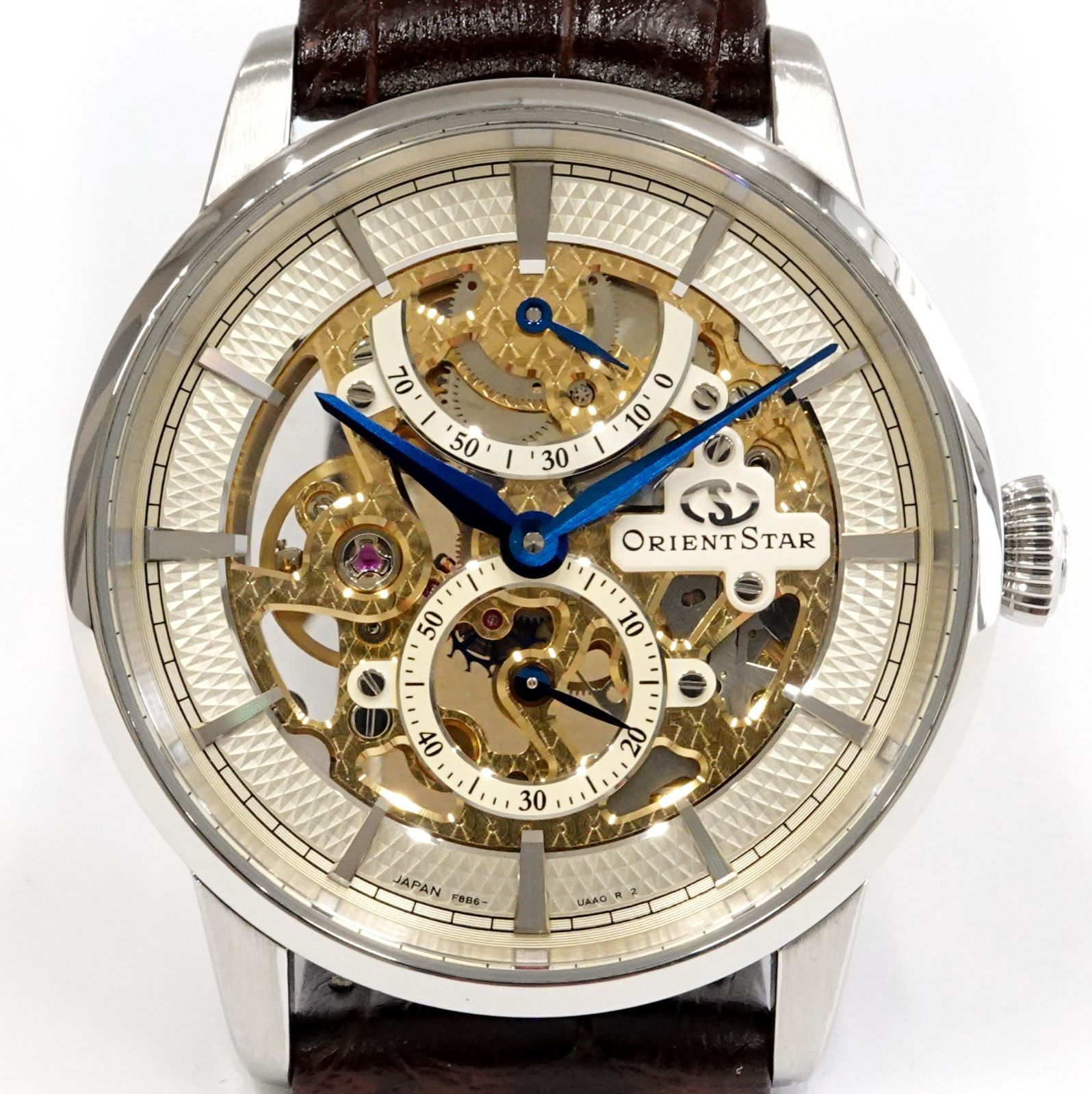 ORIENT STAR オリエントスター F8B6-UAA0 スケルトン パワーリザーブ メンズ 手巻き SS/レザー