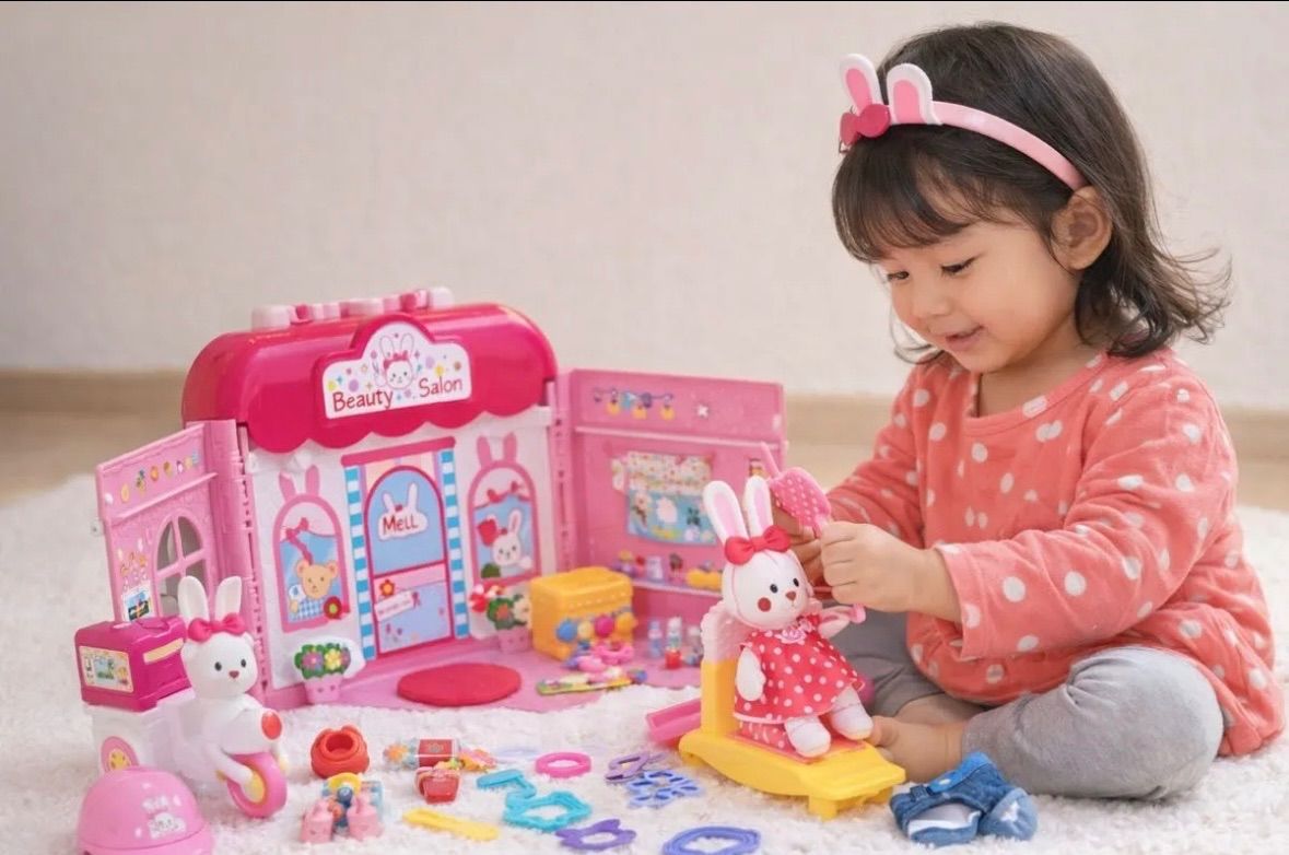 【豪華まとめ売り】ぽぽちゃん お人形 本体 ＆ おせわパーツ 大量セット ビューティーサロン ベビーカー おうち まとめ