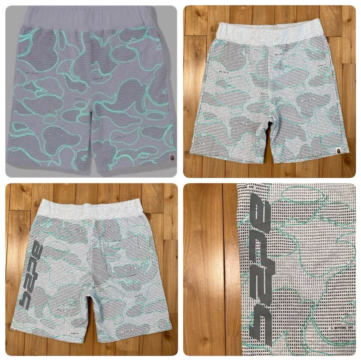 ★蓄光★ Text Code Camo スウェット ハーフパンツ Lサイズ a bathing ape BAPE camo shorts エイプ ベイプ アベイシングエイプ 迷彩 y6875