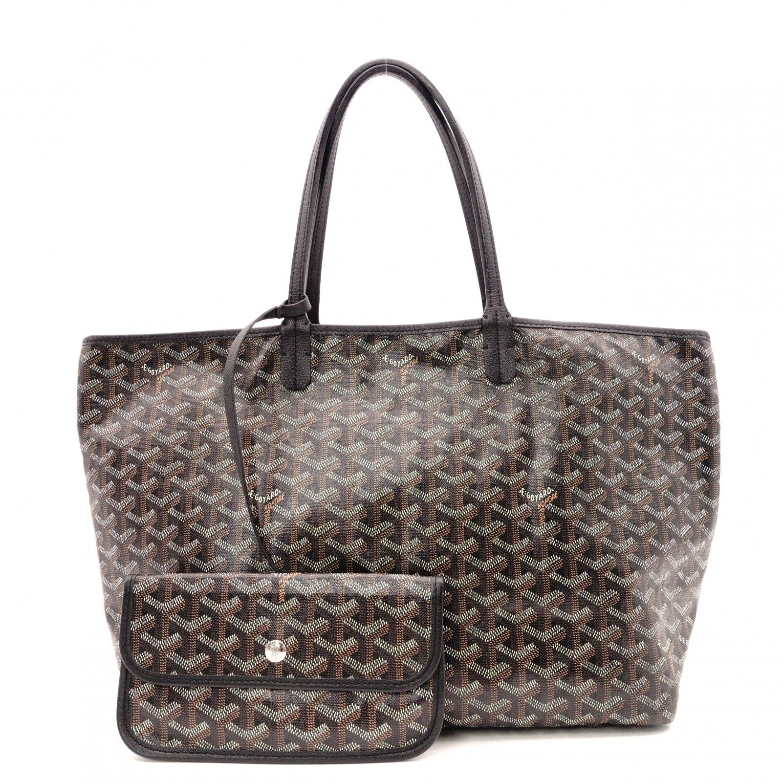 GOYARD ゴヤール サンルイ PM トートバッグ PVC レザー ブラック系 ショルダーバッグ