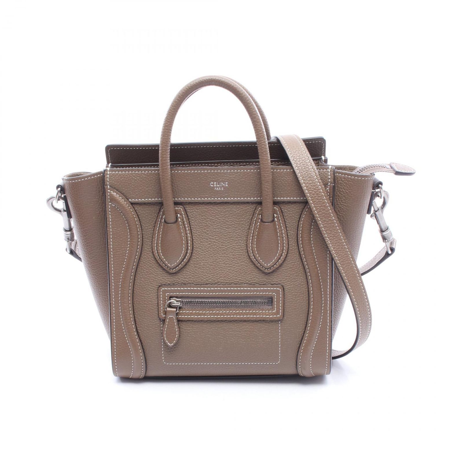 セリーヌ CELINE ハンドバッグ ラゲージ ナノショッパー 2WAY グレージュ レザー ラゲージ ナノ ショッパー レディース Used A