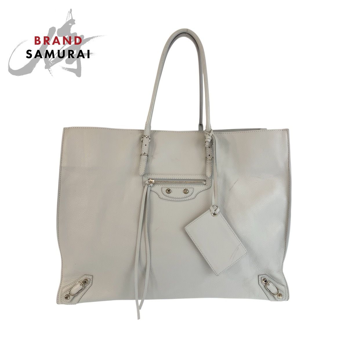 美品 BALENCIAGA バレンシアガ ザ ペーパー グレー シルバー金具 レザー 236701 トートバッグ ハンドバッグ レディース 602217【中古】