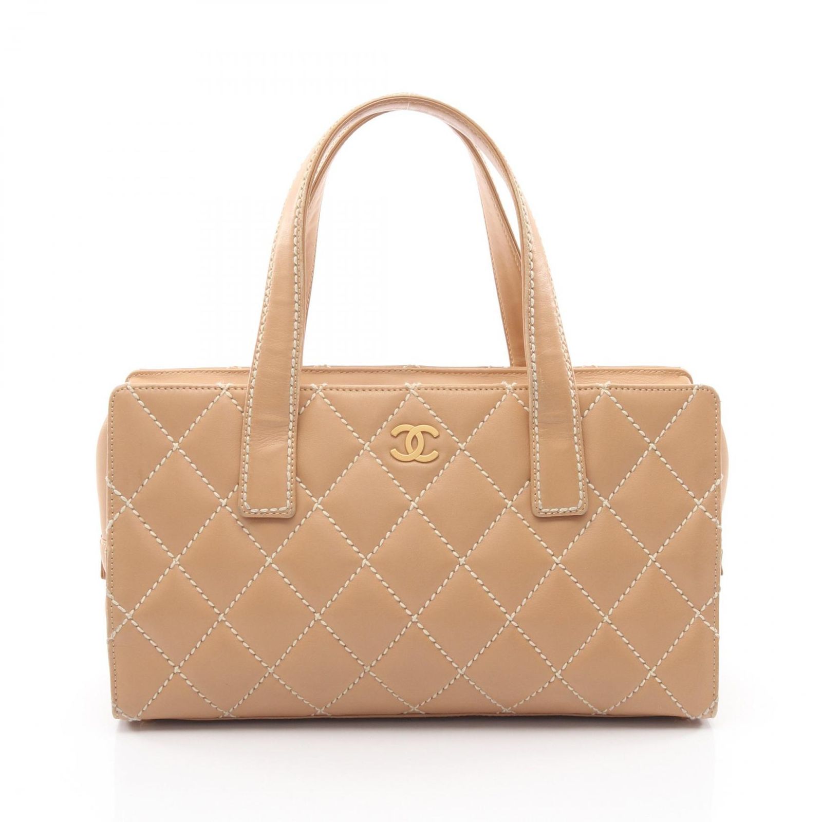 シャネル CHANEL トートバッグ ワイルドステッチ ベージュ レザー ワイルドステッチ トートバッグ レディース Used B
