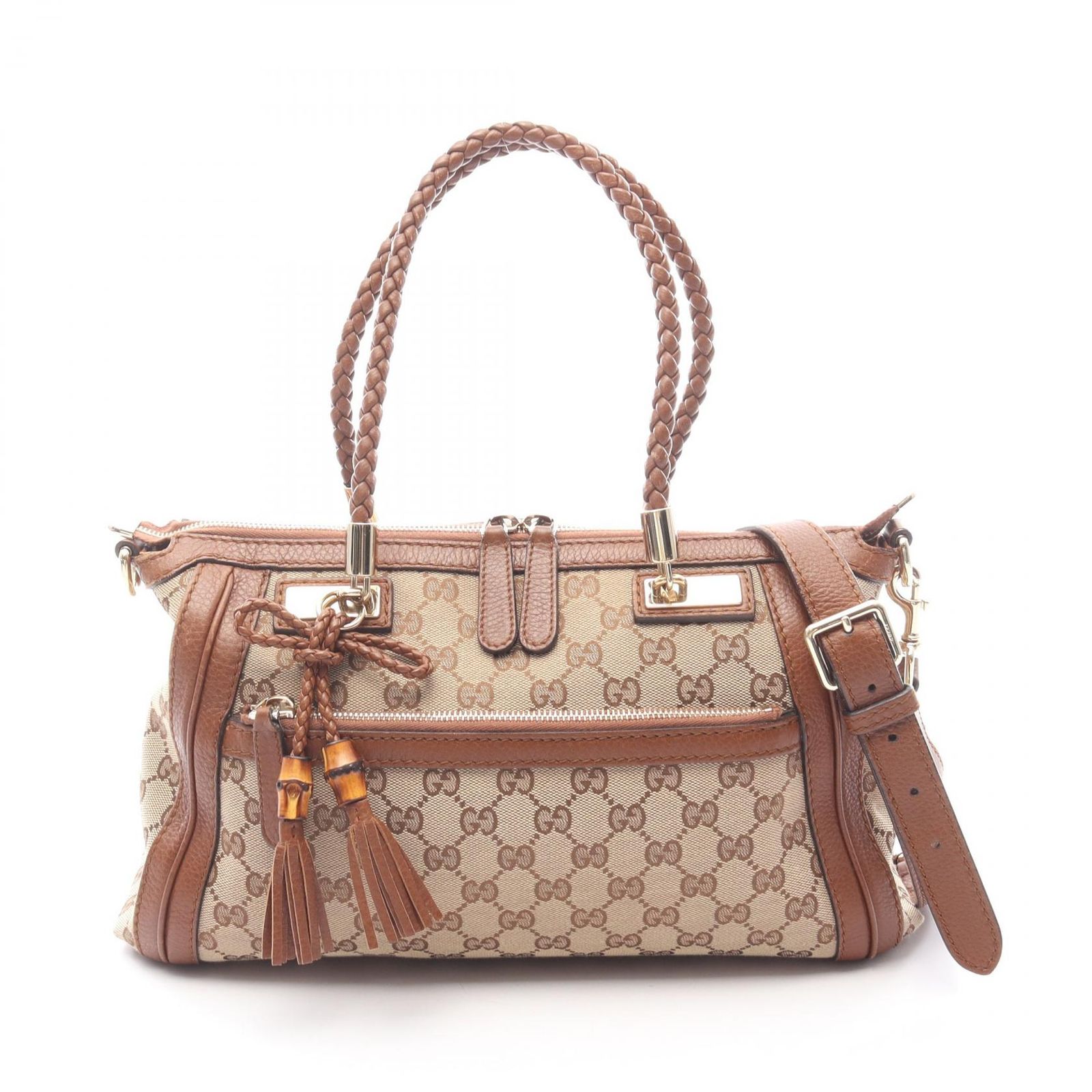 グッチ GUCCI トートバッグ ベラ バンブー GGキャンバス 282300 ベージュ キャンバス レザー ベラ 2wayショルダー レディース Used A
