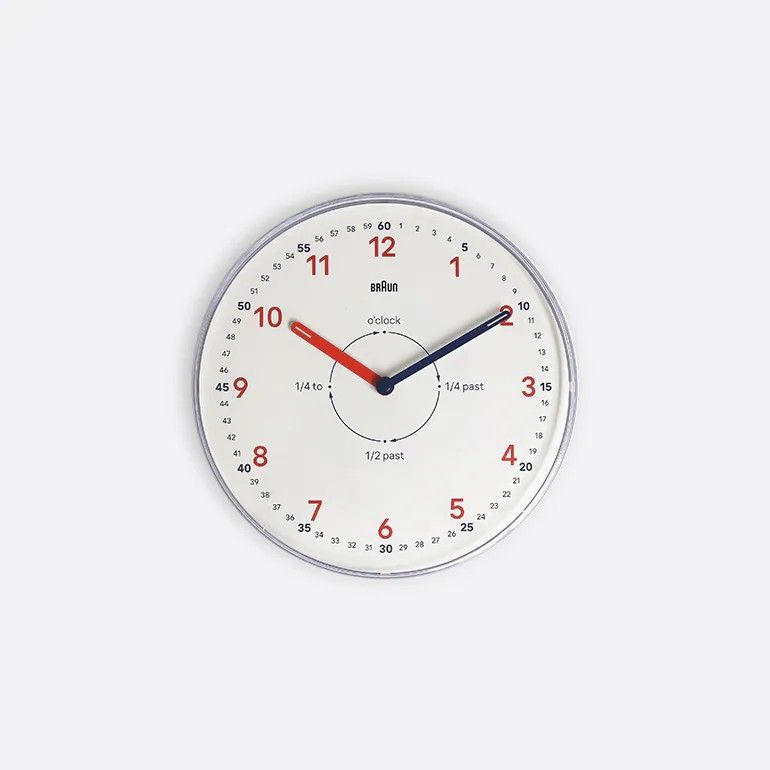 【新品】【1点販売】BRAUN[ブラウン]Time Teacher／Wall Clock BC26TW[ウォールクロック 壁掛時計 アナログ 子供 時計の勉強 知育時計 タイムティーチャー 静音 おしゃれ リビング オフィス]