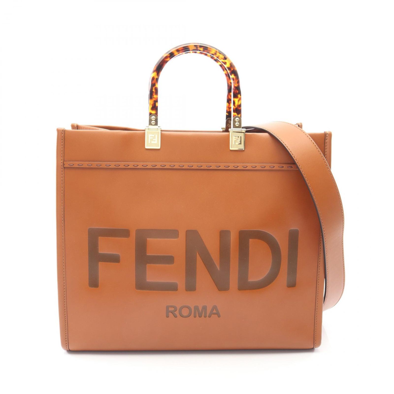 フェンディ FENDI トートバッグ SUNSHINE MEDIUM サンシャイン ミディアム 2WAY ブラウン レザー サンシャイン ミディアム トート レディース Used A