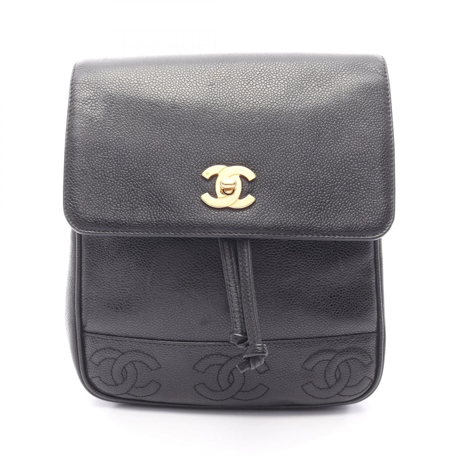 シャネル CHANEL リュックサック バックパック トリプルココマーク ブラック キャビアスキン(グレインドカーフ) トリプルココ バックパック レディース Used A