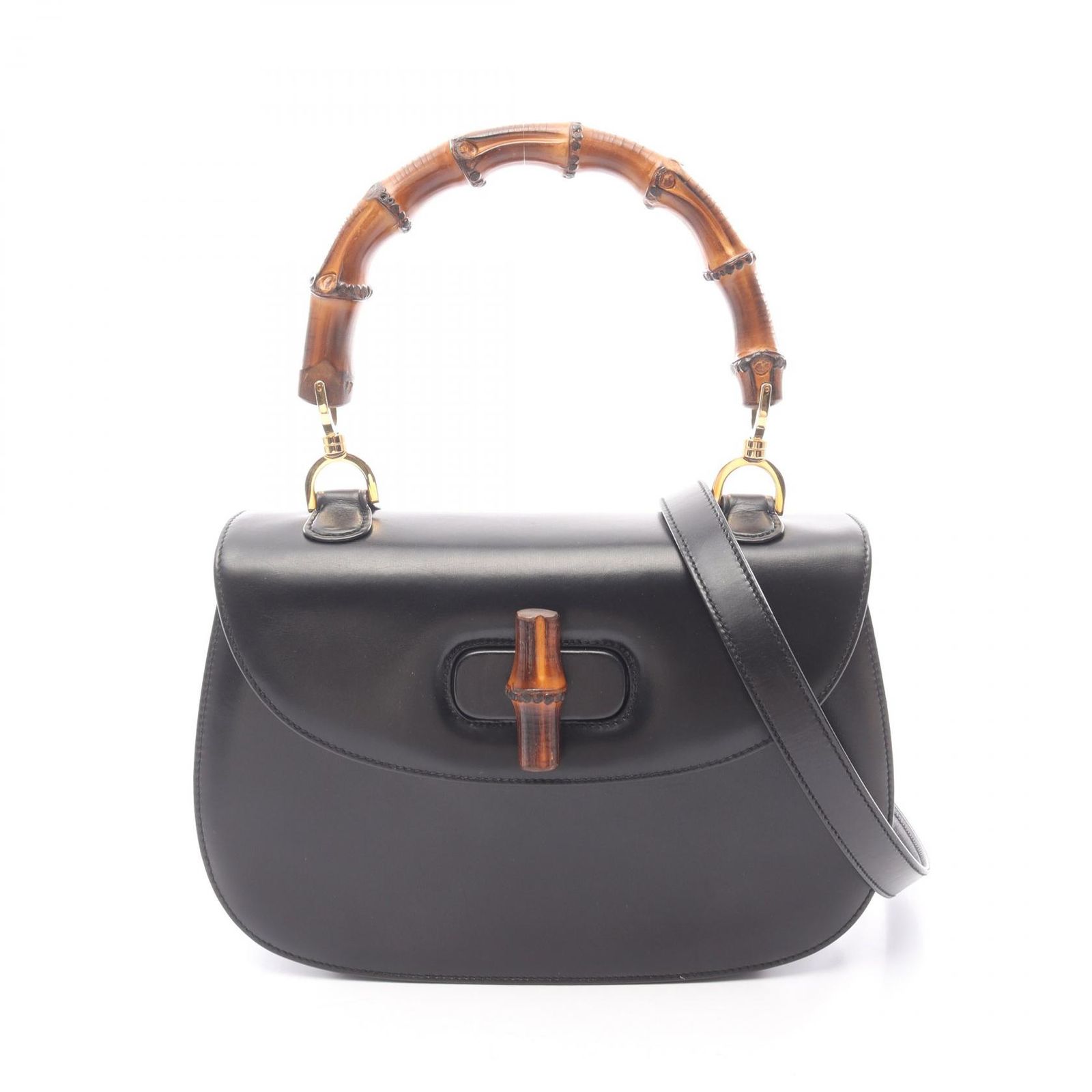 グッチ GUCCI ハンドバッグ バンブー 000･01･0633 ブラック レザー バンブー 2wayショルダー レディース Used A