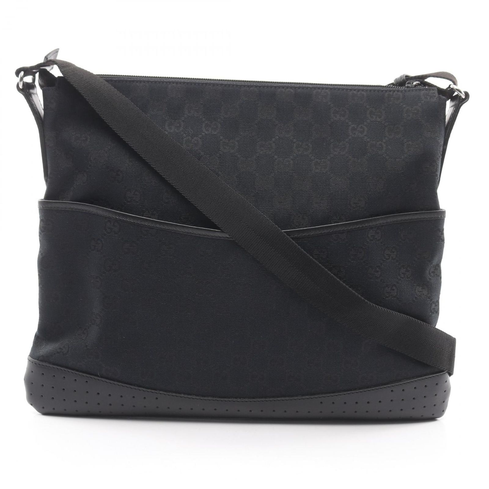 グッチ GUCCI ショルダーバッグ GGキャンバス 145856 ブラック キャンバス レザー GGキャンバス ショルダー レディース Used A