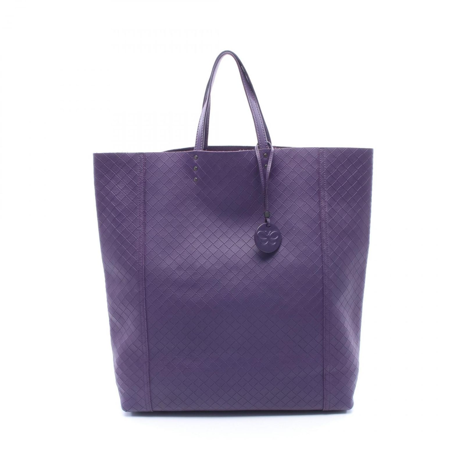 ボッテガヴェネタ BOTTEGA VENETA トートバッグ イントレッチオ ミラージュ チャーム付き パープル レザー イントレッチオ ミラージュ トート レディース Used A