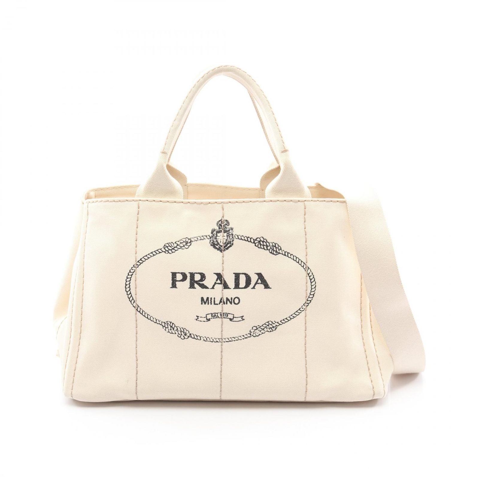 プラダ PRADA トートバッグ CANAPA カナパ ホワイト キャンバス カナパ 2wayトート レディース Used B
