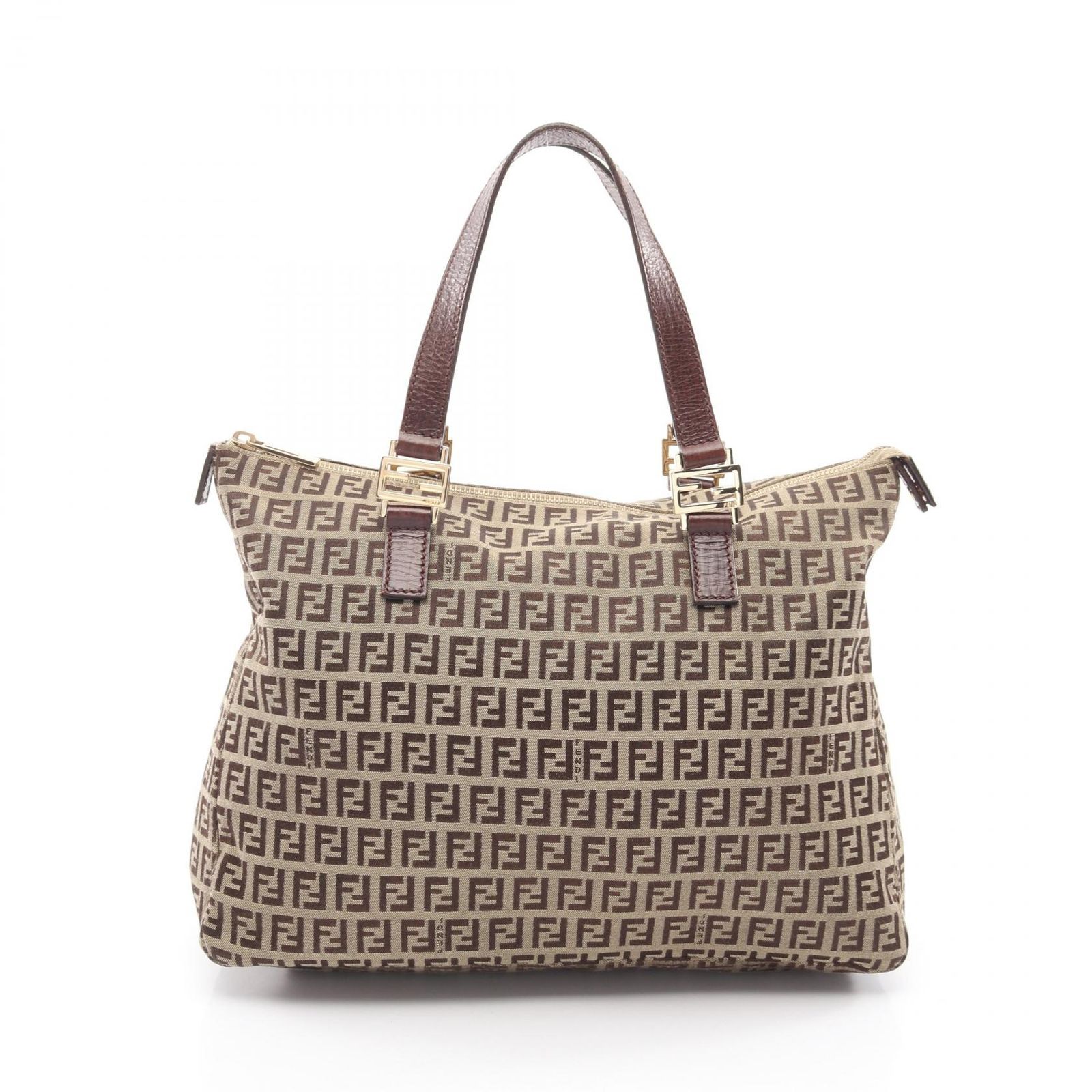 フェンディ FENDI トートバッグ ズッキーノ 8BH138 ベージュ キャンバス レザー ズッキーノ トートバッグ レディース Used B