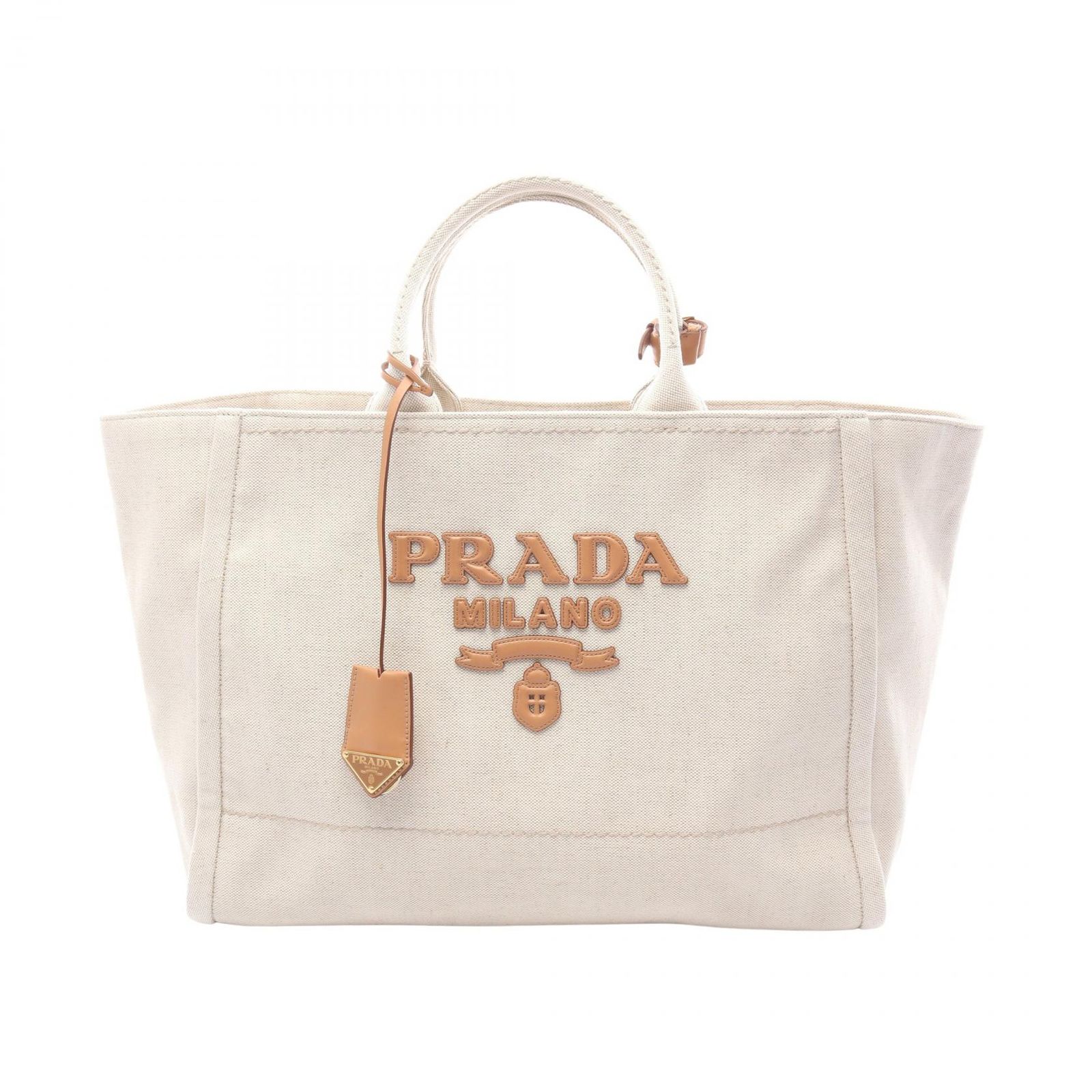 プラダ PRADA トートバッグ ジャルディニエール リネンブレンド 2VG125 ナチュラル キャンバス トートバッグ ユニセックス Used A