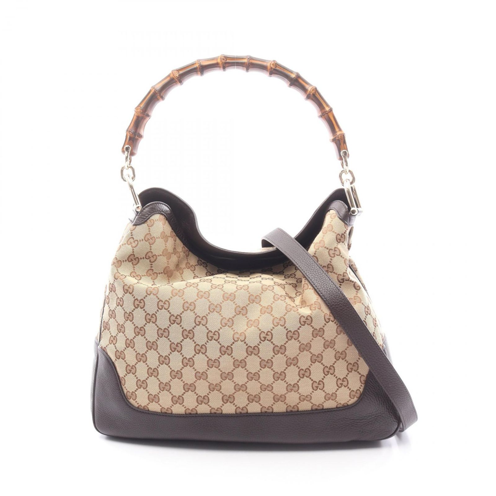 グッチ GUCCI ショルダーバッグ ダイアナ バンブー GGキャンバス 2WAY 282315 ブラウン/ベージュ キャンバス レザー バンブー 2wayショルダー レディース Used A