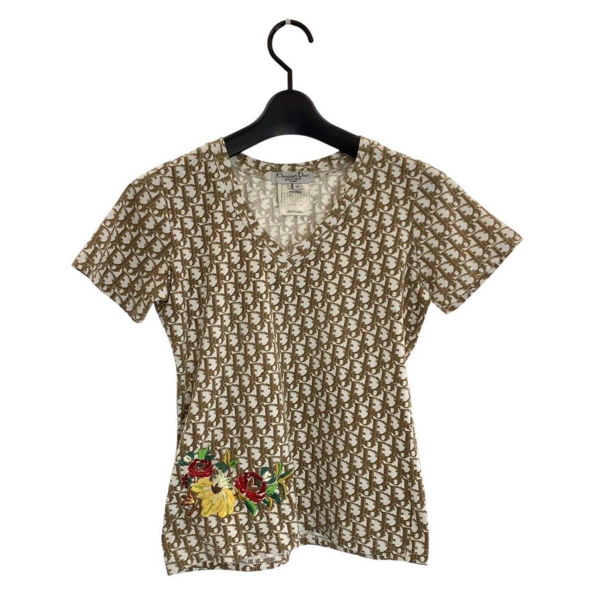 Christian Dior Tシャツ　トロッター柄　花柄 美品 Christian Dior クリスチャンディオール トロッター フラワー