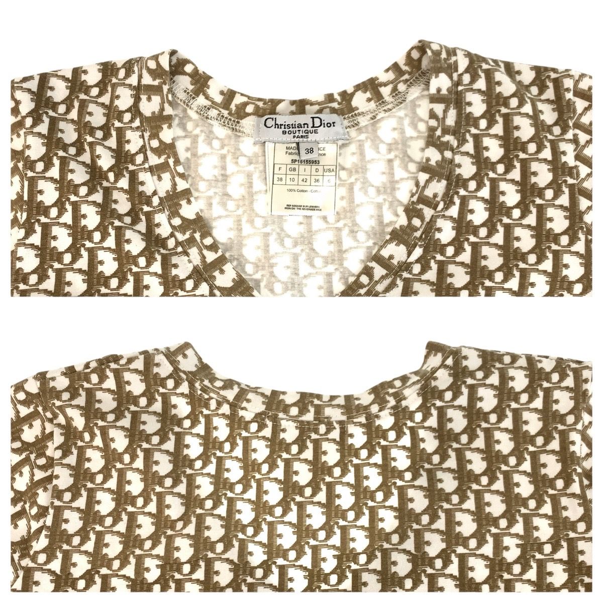 【Christian Dior】トロッター柄 コットン ノースリーブ M 美品 中古・古着通販】Christian Dior (クリスチャン ディオール