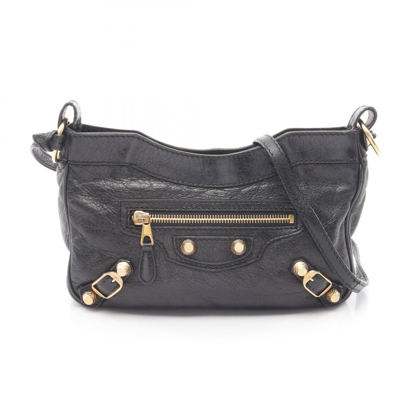 バレンシアガ BALENCIAGA ショルダーバッグ ジャイアントヒップ ブラック レザー ジャイアント ヒップ ショルダーバッグ レディース Used B