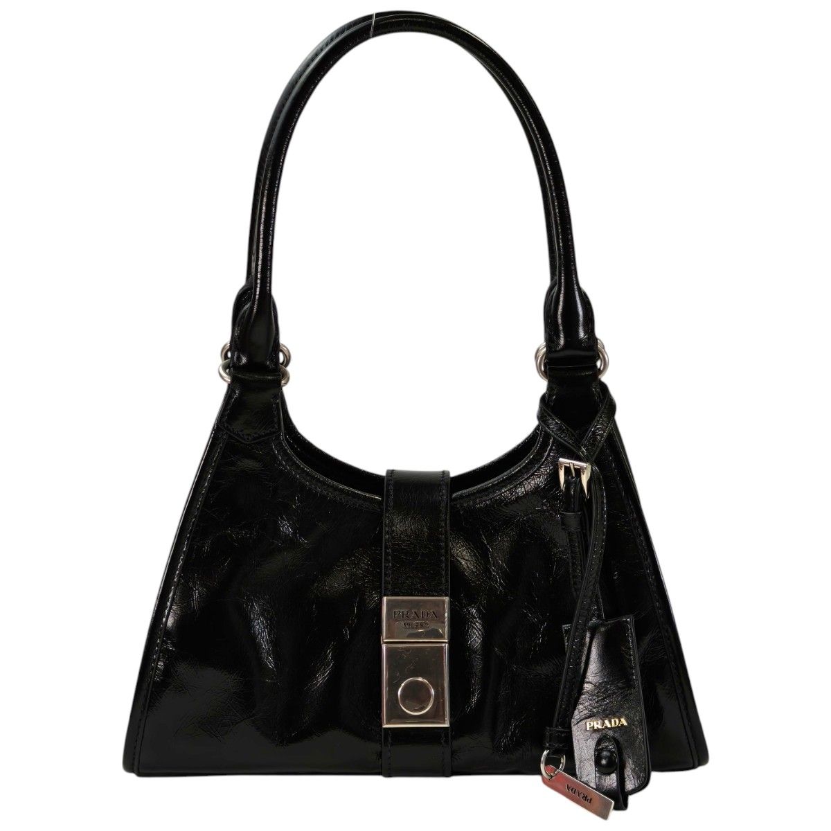 PRADA プラダ スモール レザー トートバッグ 1BG580 黒 SOFT LUX ハンドバッグ ブラック 管理番号：11367