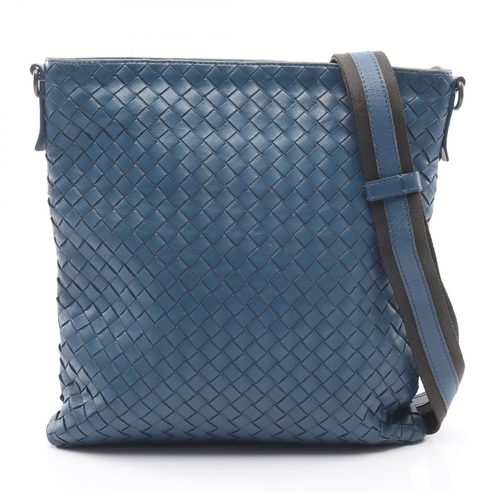 ボッテガヴェネタ BOTTEGA VENETA ショルダーバッグ イントレチャート スモール メッセンジャーバッグ ブルー レザー イントレチャート ショルダーバッグ メンズ