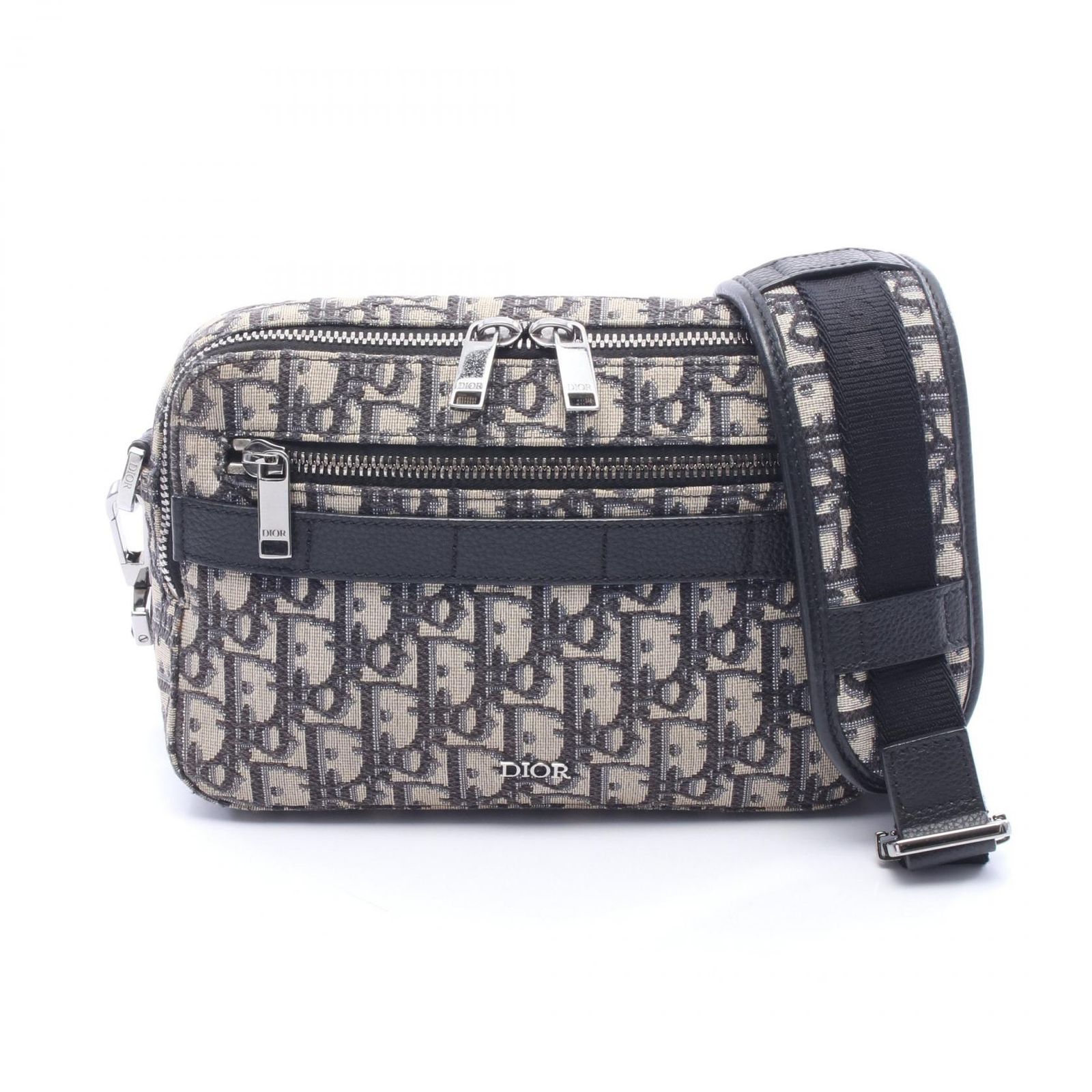 ディオール Dior ショルダーバッグ Safari バッグ オブリークジャカード ベージュ/ブラック キャンバス レザー オブリーク サファリ メッセンジャー メンズ Used B