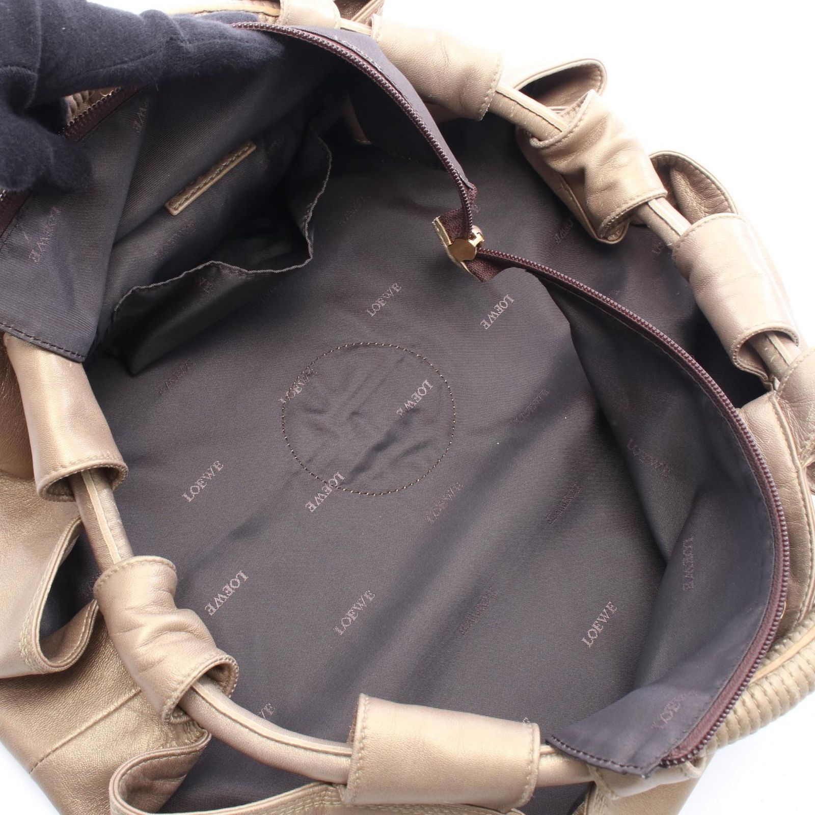 ロエベ ナッパアイレ レザー ハンドバッグ メタリックグレー LOEWE 