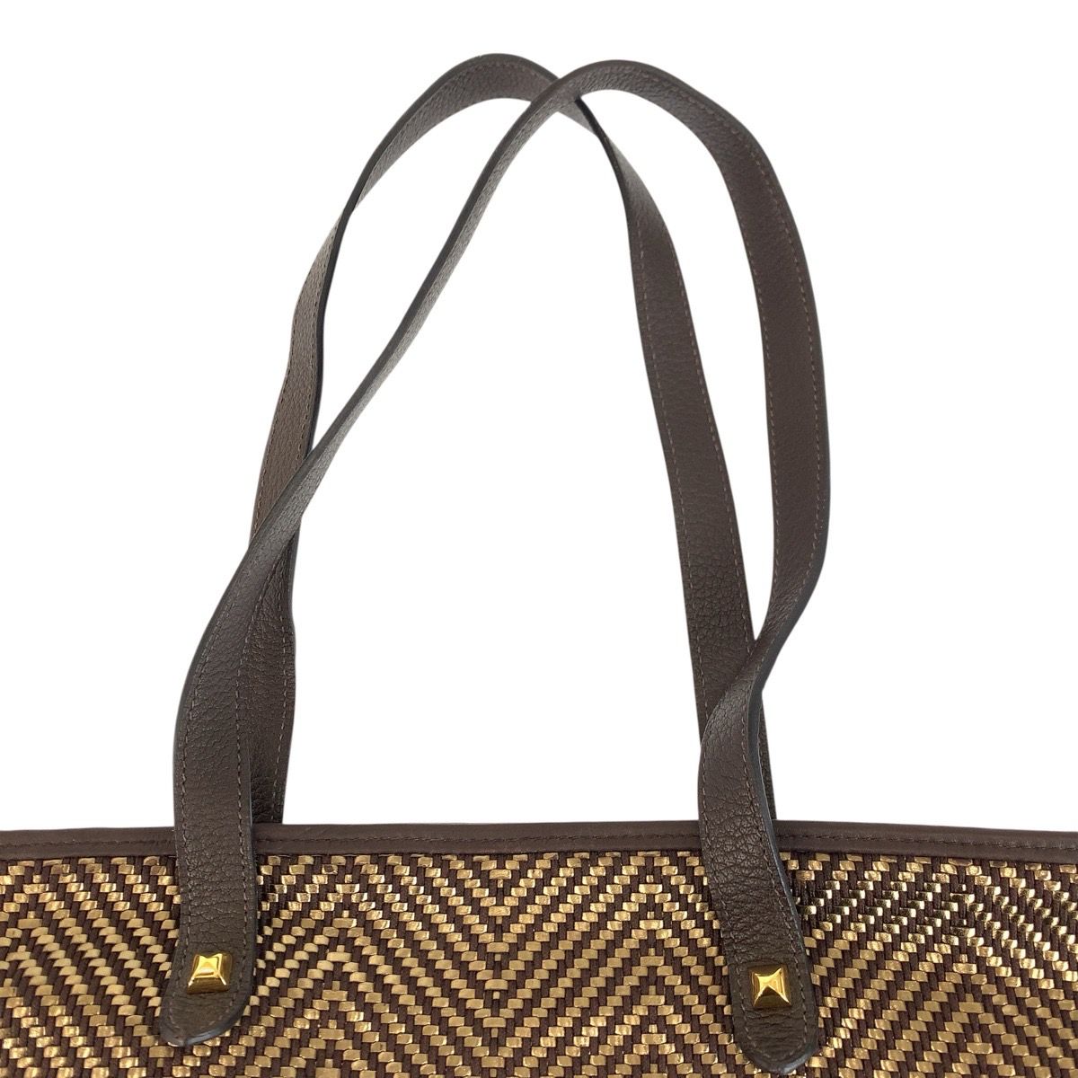 美品 HERMES エルメス カバ チェンナイ ブラウン ゴールド 