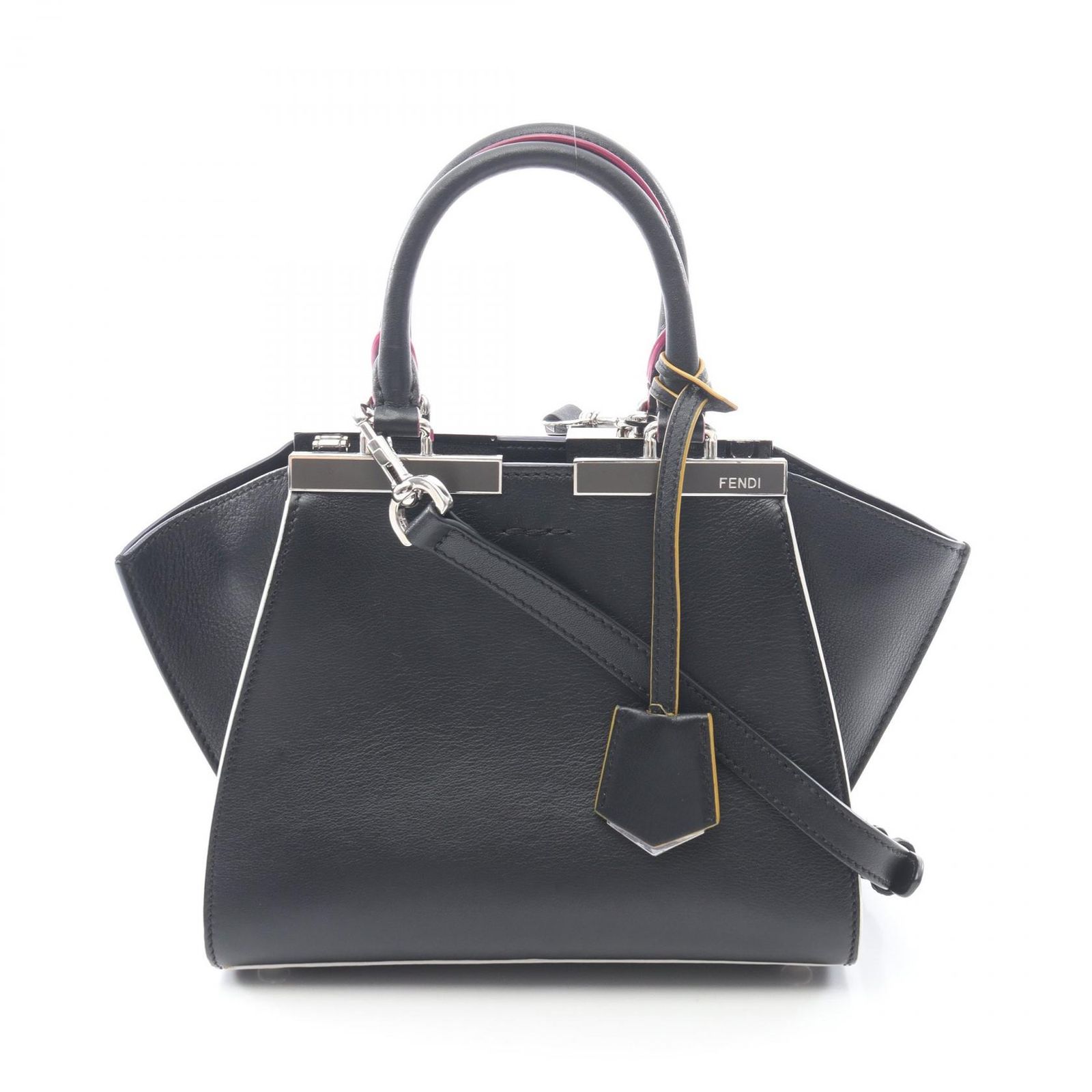 フェンディ FENDI ハンドバッグ ミニ トロワジュール 2WAY ブラック レザー ミニ トロワジュール レディース Used A
