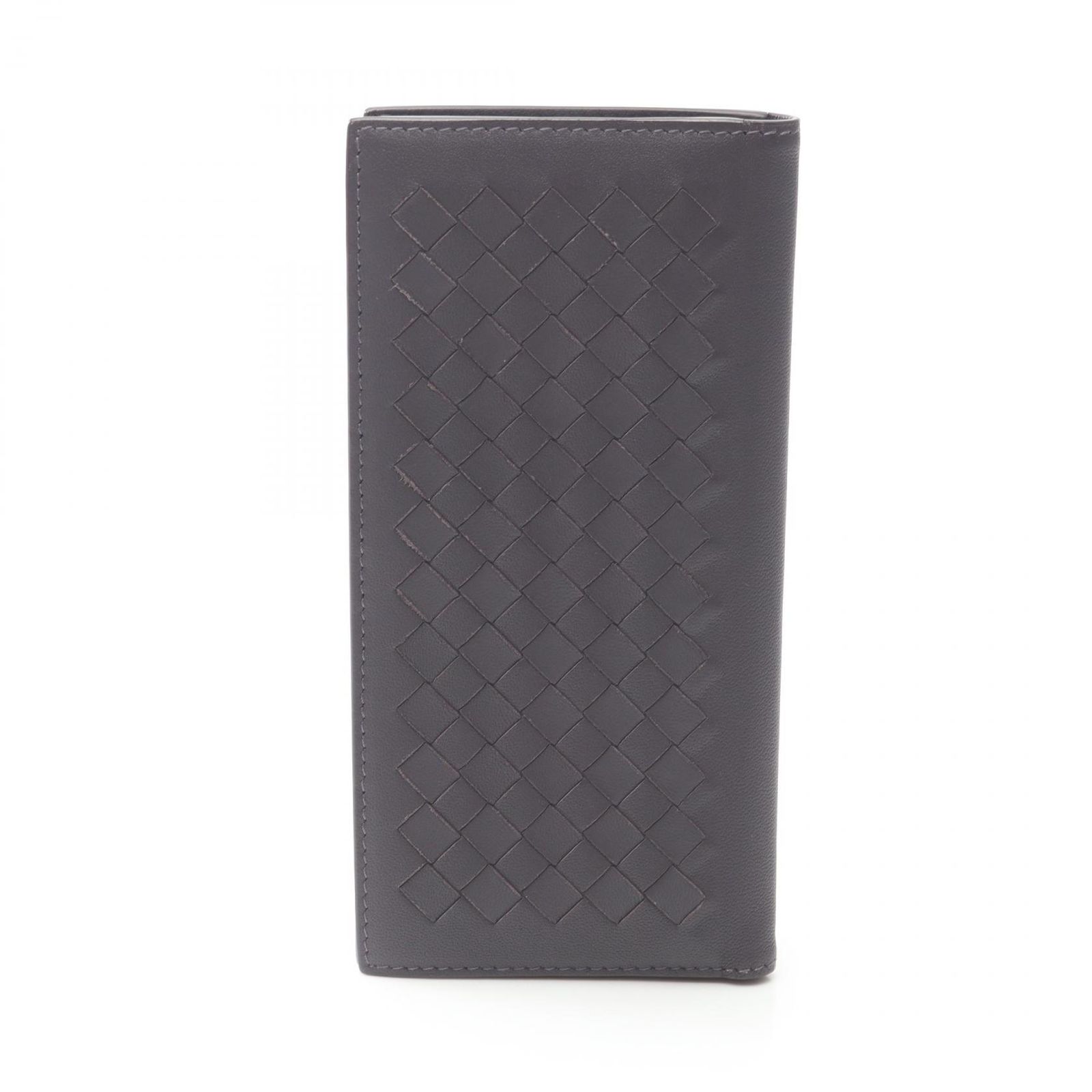 ボッテガヴェネタ BOTTEGA VENETA 札入れ イントレチャート ブラウン レザー イントレチャート 長札入れ レディース Used A