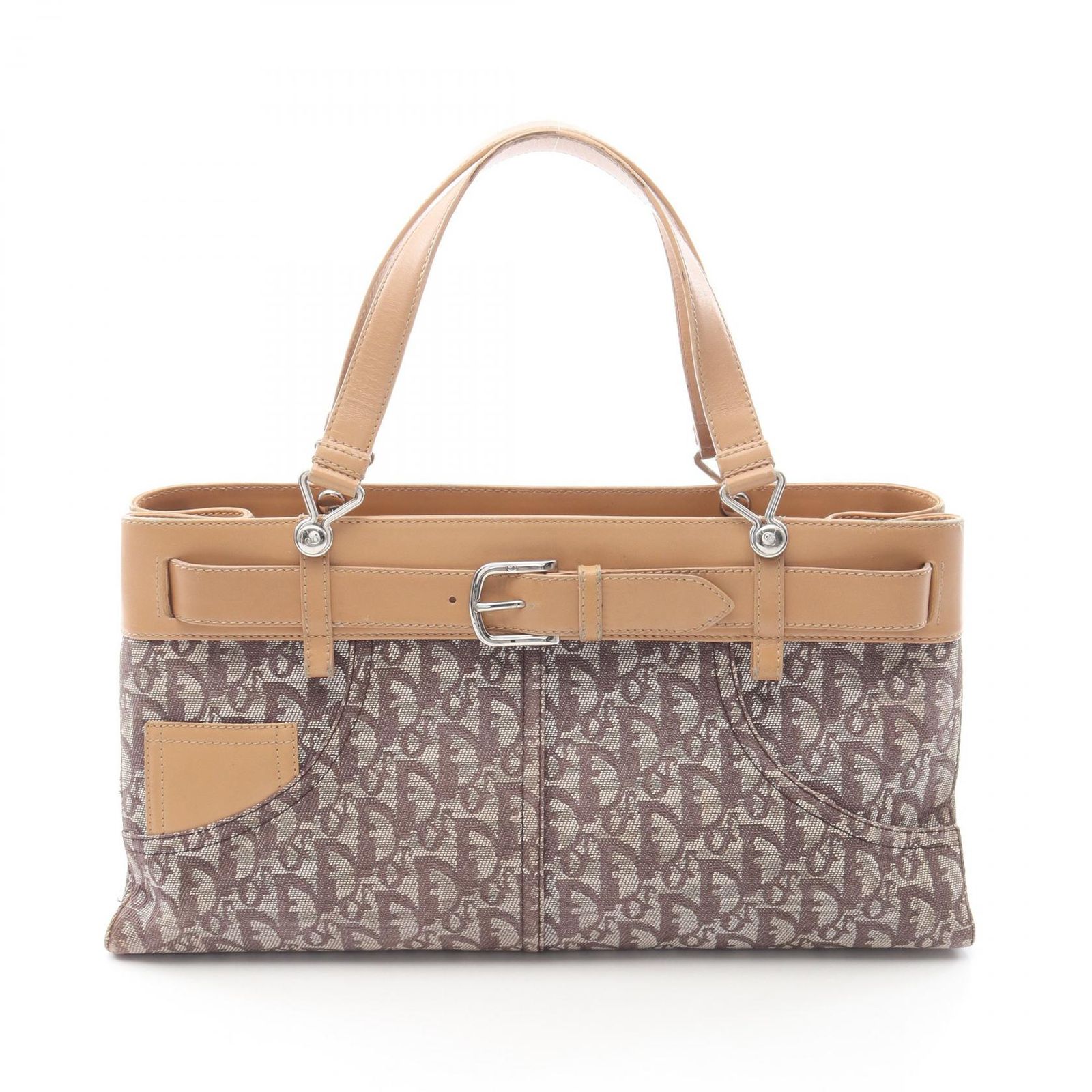 ディオール Dior ハンドバッグ トロッター ブラウン キャンバス レザー トロッター ハンドバッグ レディース Used B
