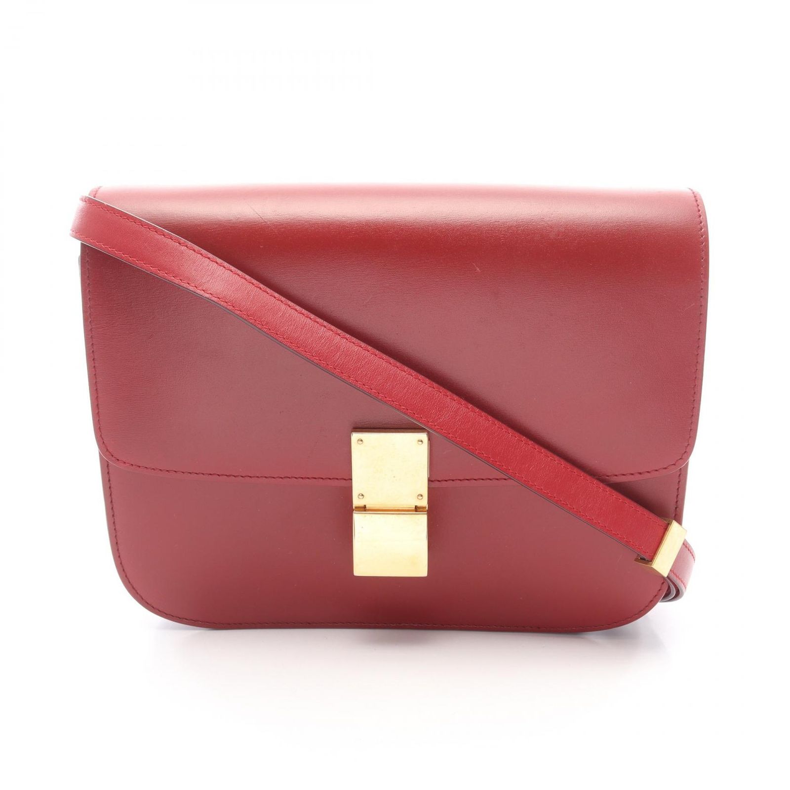 セリーヌ CELINE ショルダーバッグ クラシック ボックス ミディアム レッド レザー クラシック ボックスバッグ ミディアム レディース Used A