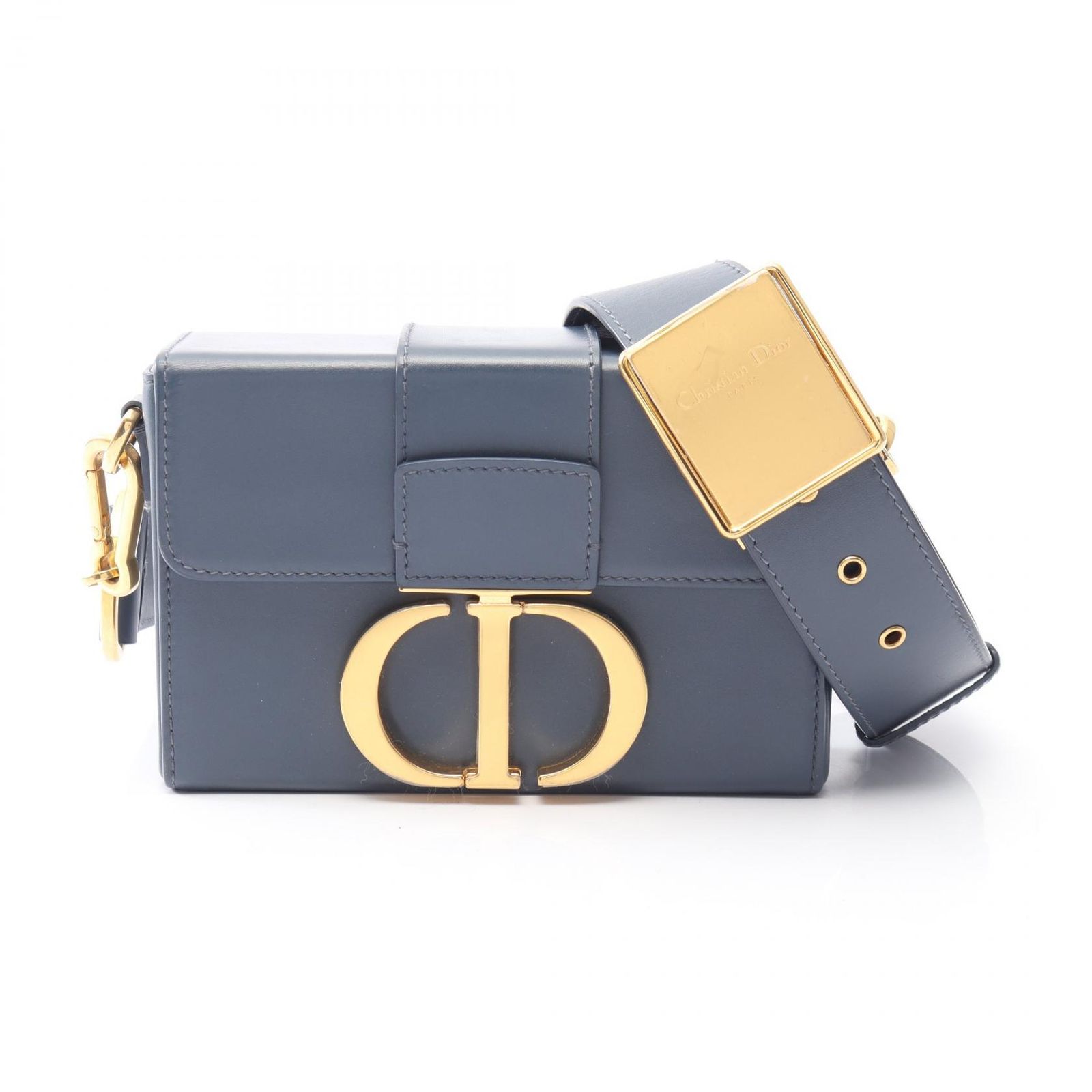 ディオール Dior ショルダーバッグ 30 MONTAIGNE モンテーニュ ボックス ブルー レザー モンテーニュ30 ボックス ショルダー レディース Used A
