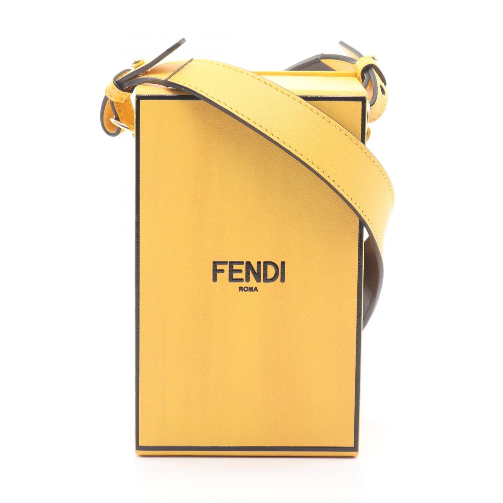 フェンディ FENDI ショルダーバッグ ボックス 7VA519 イエロー レザー ボックス ショルダーバッグ ユニセックス Used A
